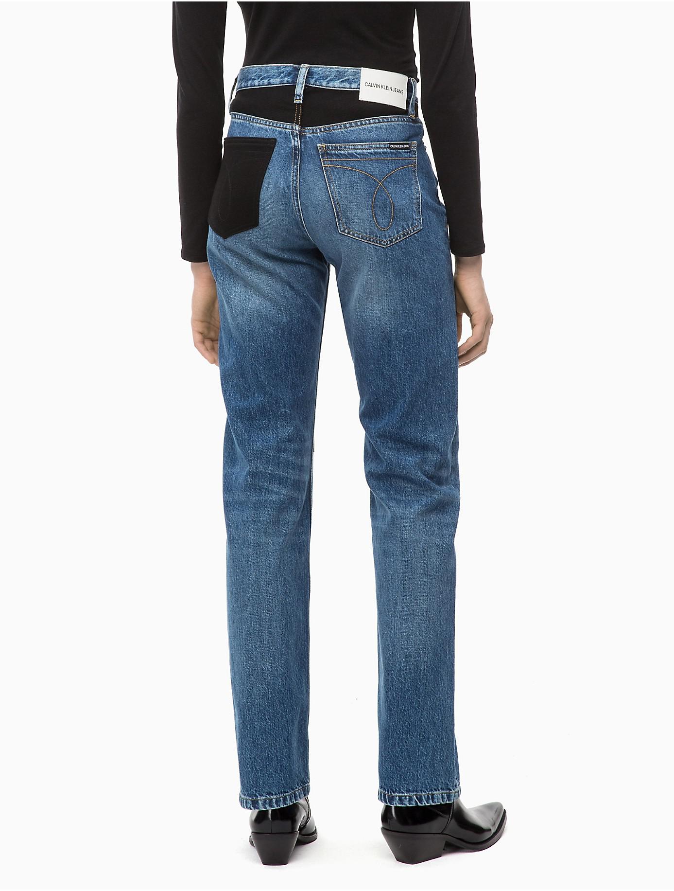 ckj 030 high rise straight patched jeans