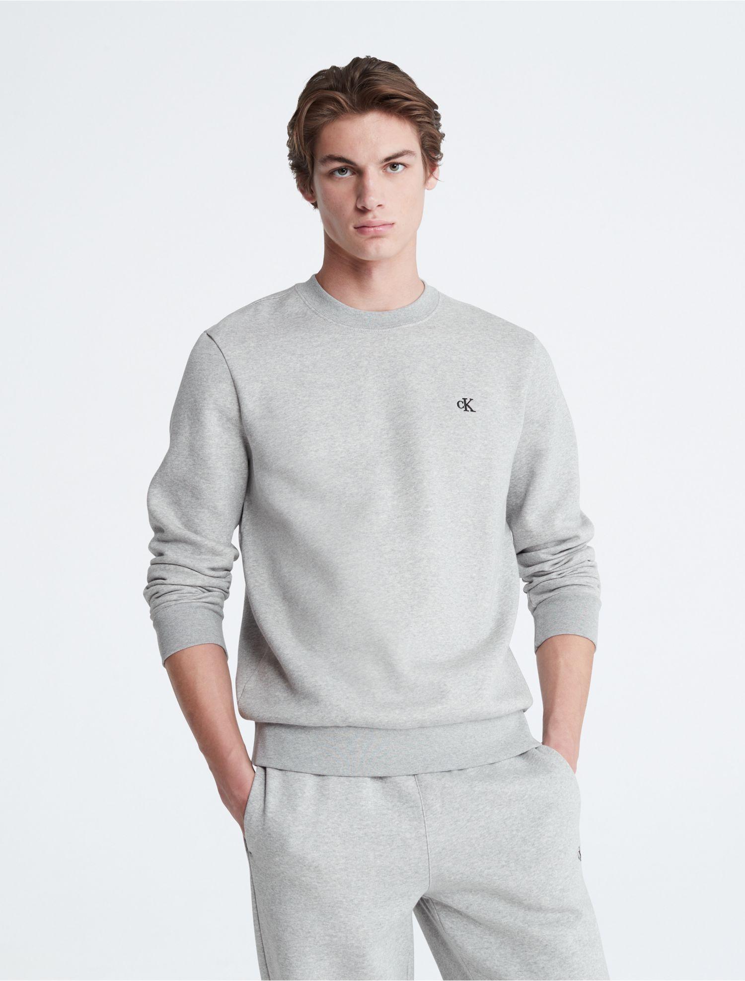 Calvin Klein Archive Logo Fleece Crewneck Sweatshirt in Gray for Men | Lyst