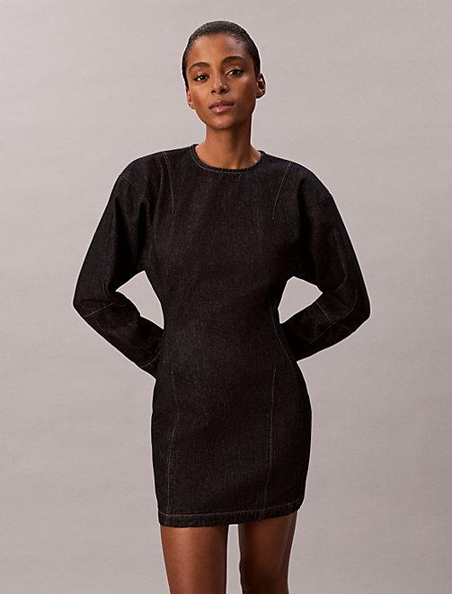 Vestido Corto Vestido Estilo Sudadera Calvin Klein Vestido Morado