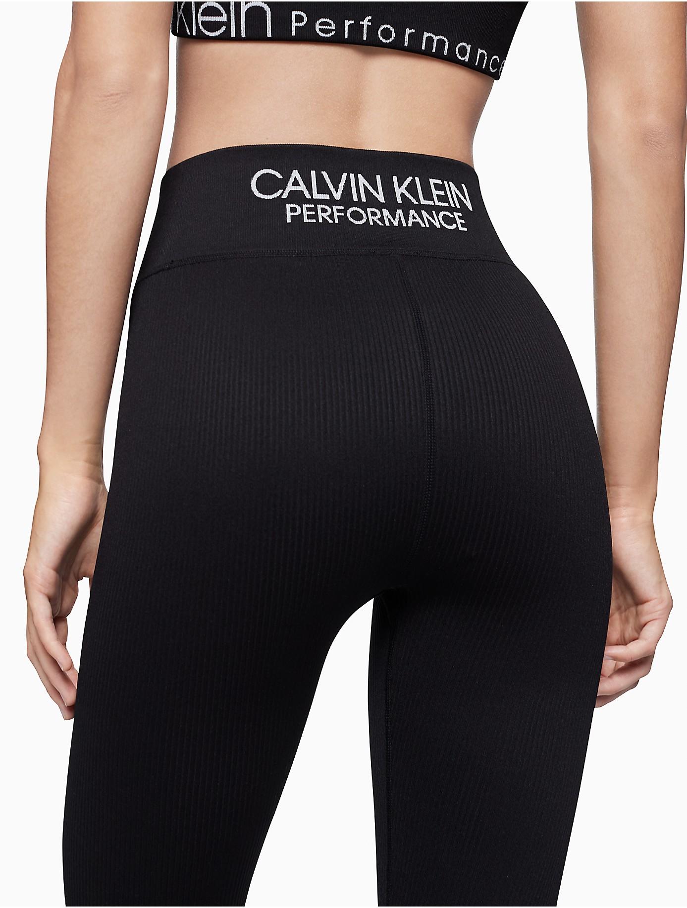 Calvin Klein Performance Ribbed High 7/8 Leggings in Black | Lyst