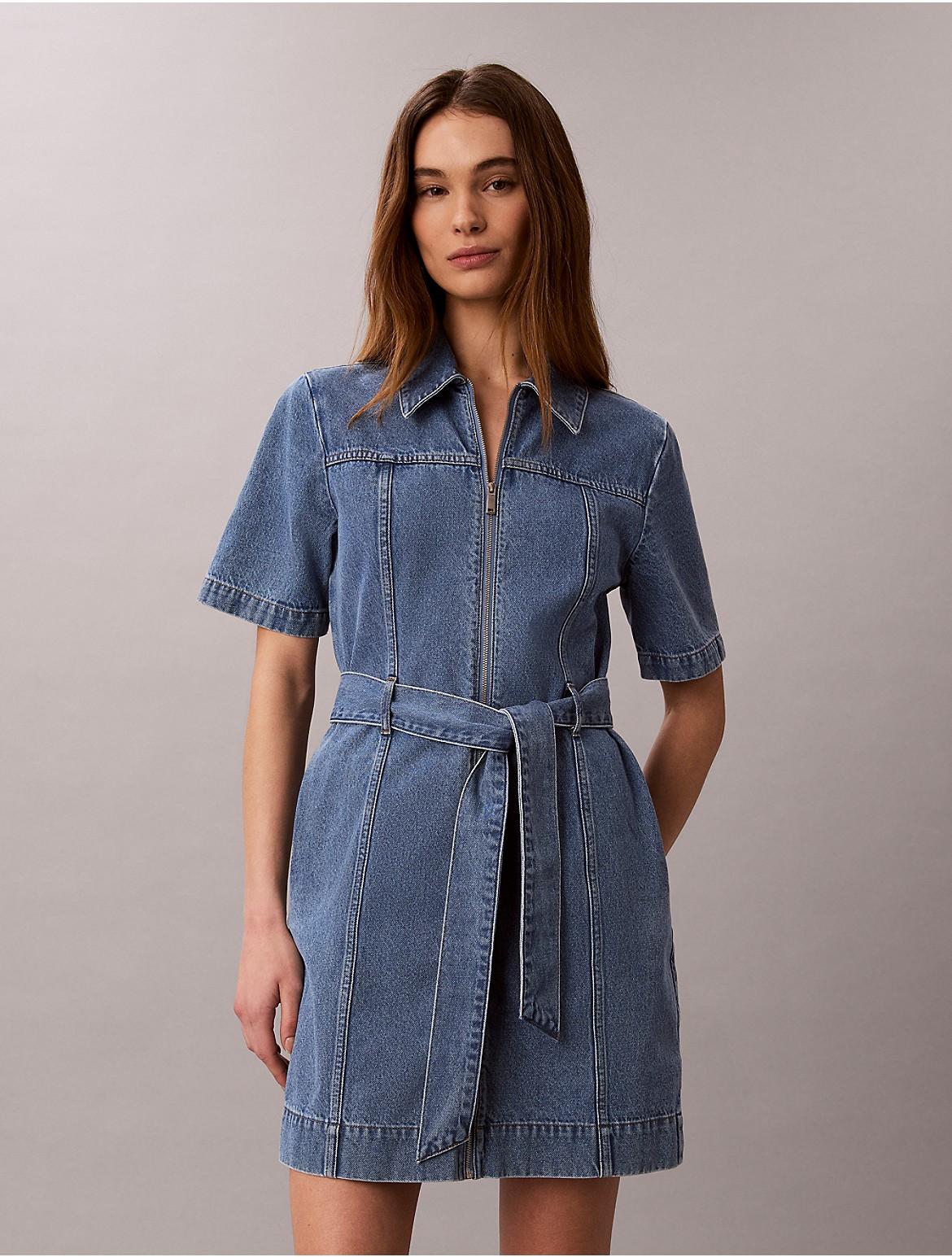calvin klein denim dress Calvin Klein Jeans Scoop Neck denim Dress  House of Labels Ltd