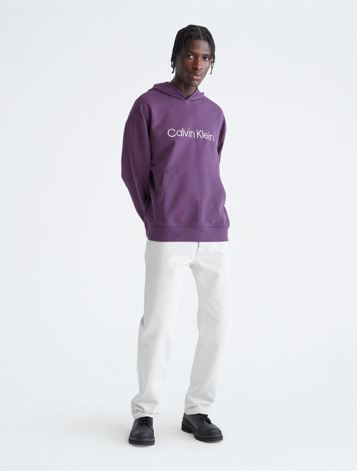 Calvin Klein Relaxed Fit Standard Logo Hoodie in Purple for Men | Lyst