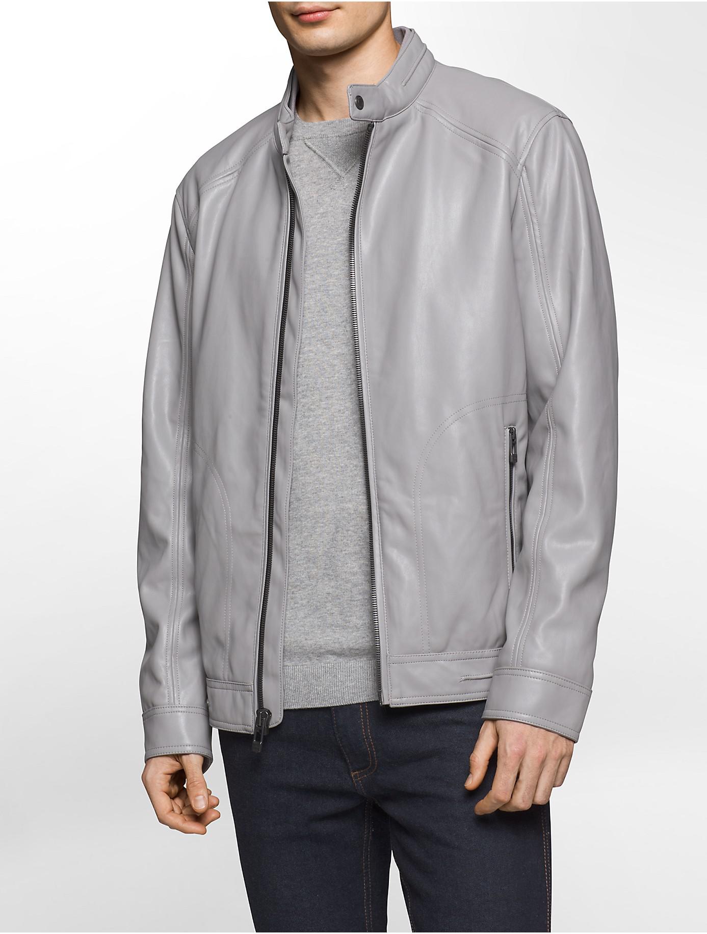calvin klein faux leather jacket mens