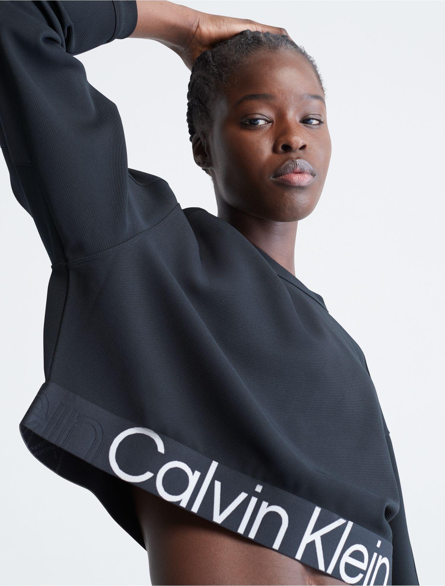 Calvin Klein Ck Sport Active Icon Cropped Crewneck Sweatshirt in Blue | Lyst