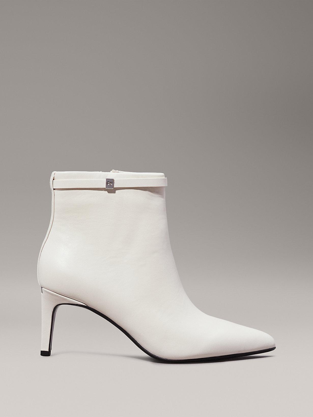 Calvin Klein Leather Stiletto Ankle Boots in White Lyst UK