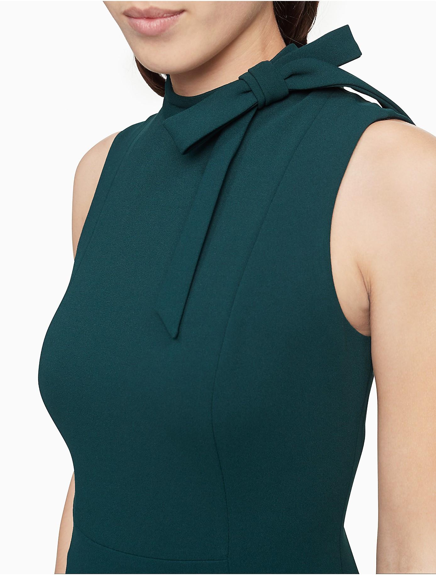 Calvin Klein Bow Neck Sleeveless Sheath Dress in Green | Lyst