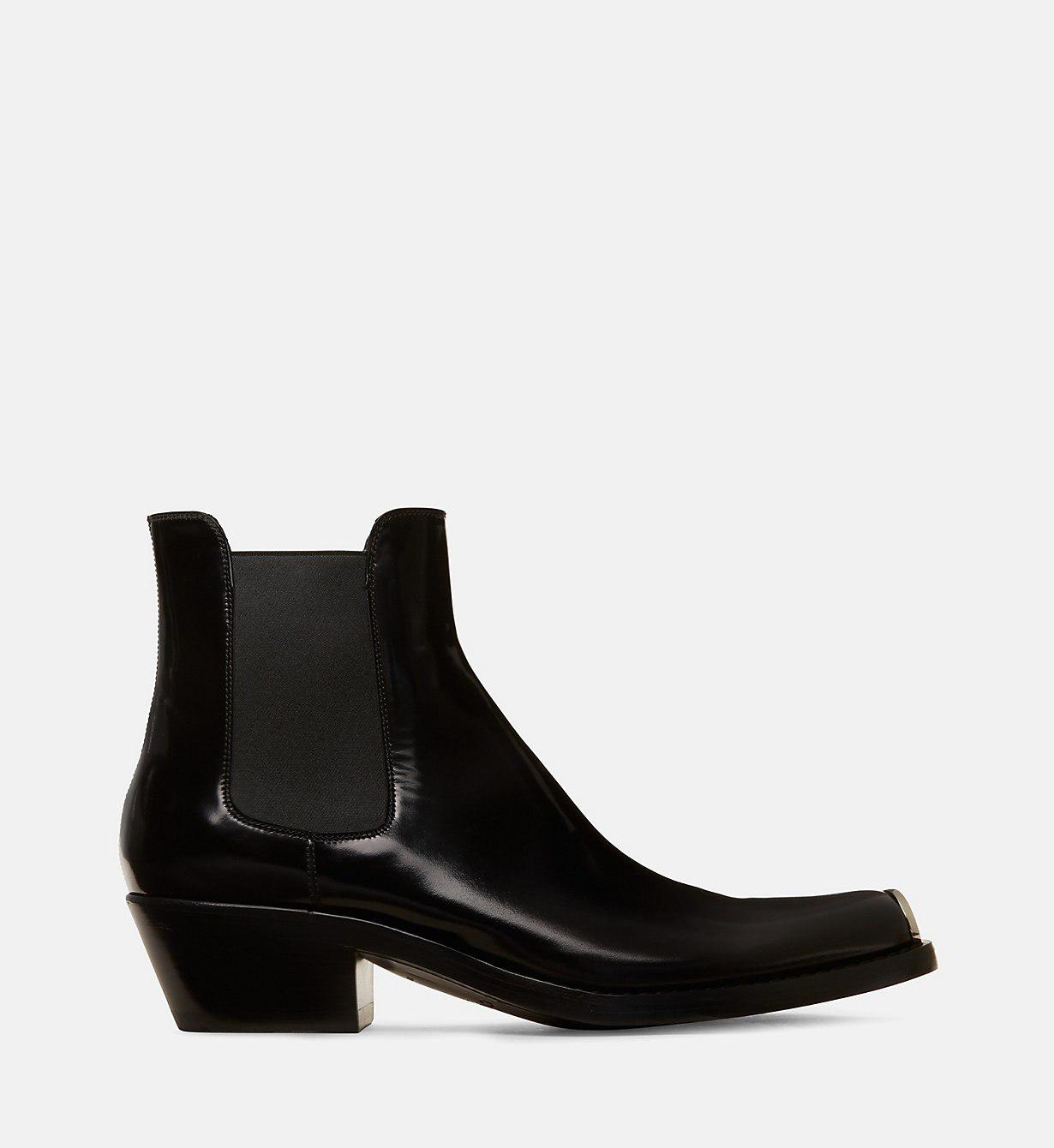 Calvin Klein Leather Chelsea Boots With 205 Silver Toe Plate in Black for  Men | Lyst UK
