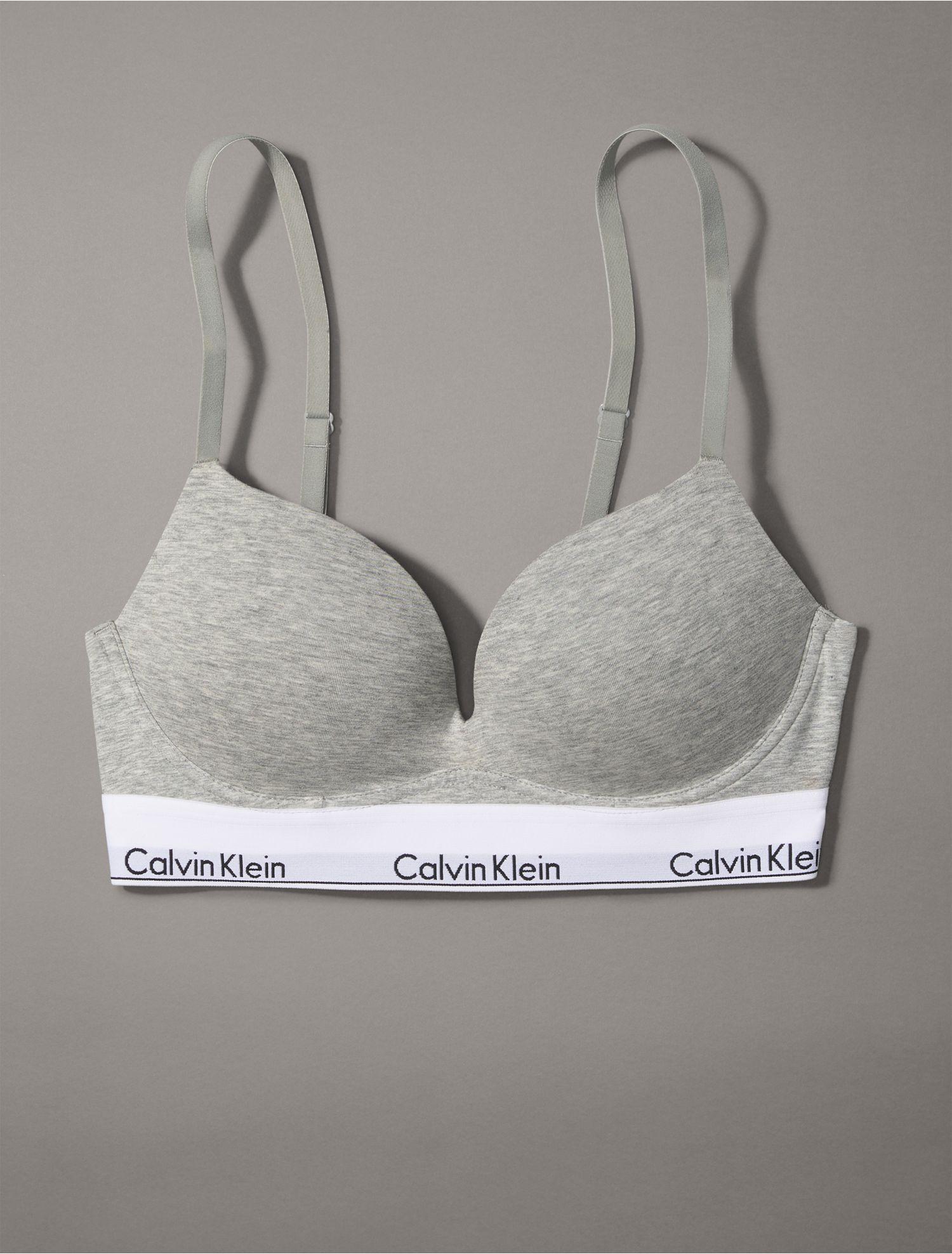 Calvin Klein Underwired Push Up Bra In Grey Heather
