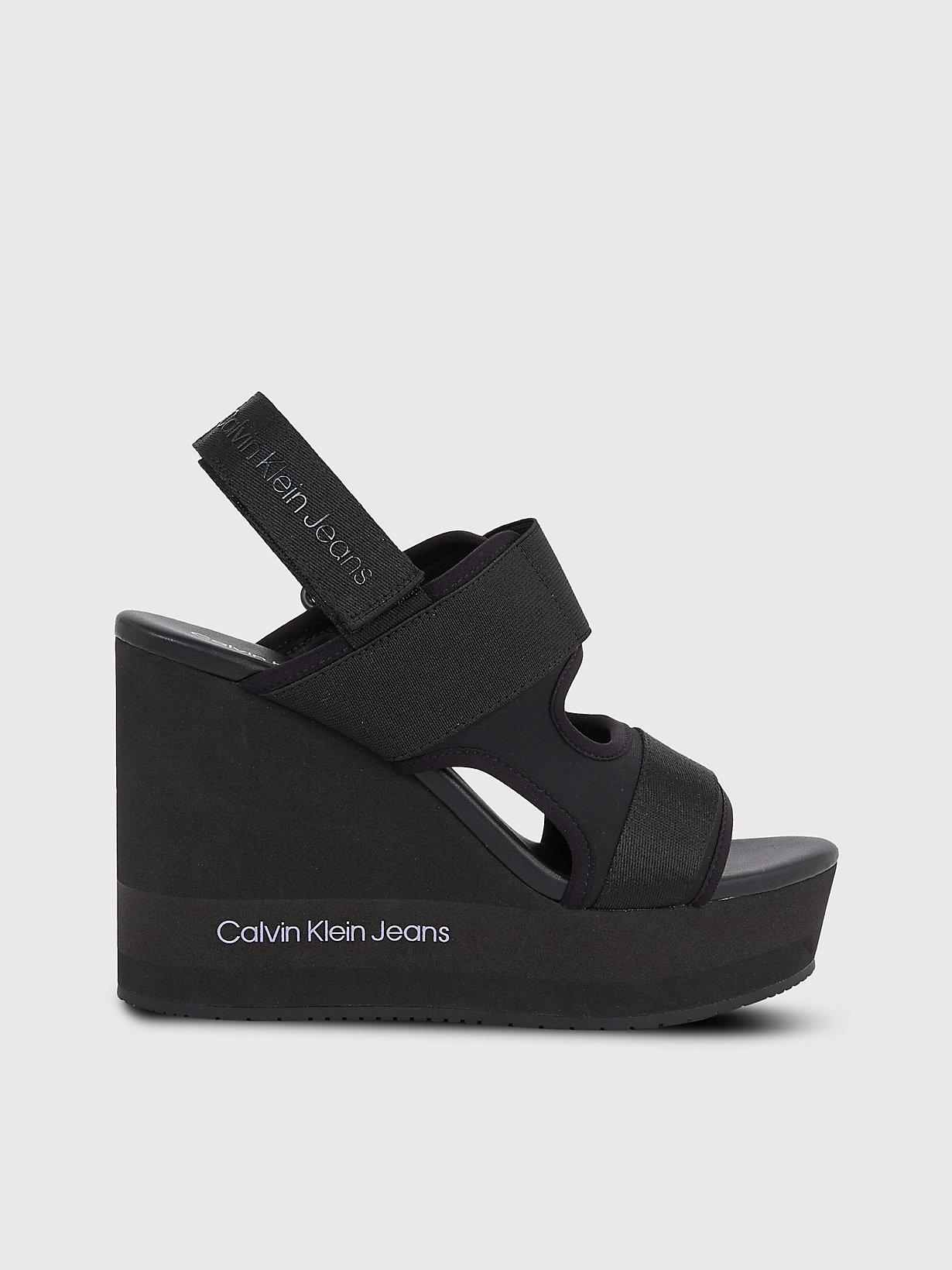Sandales Compensees A Plateforme En Lycra Recyclee Calvin Klein en coloris Noir Lyst