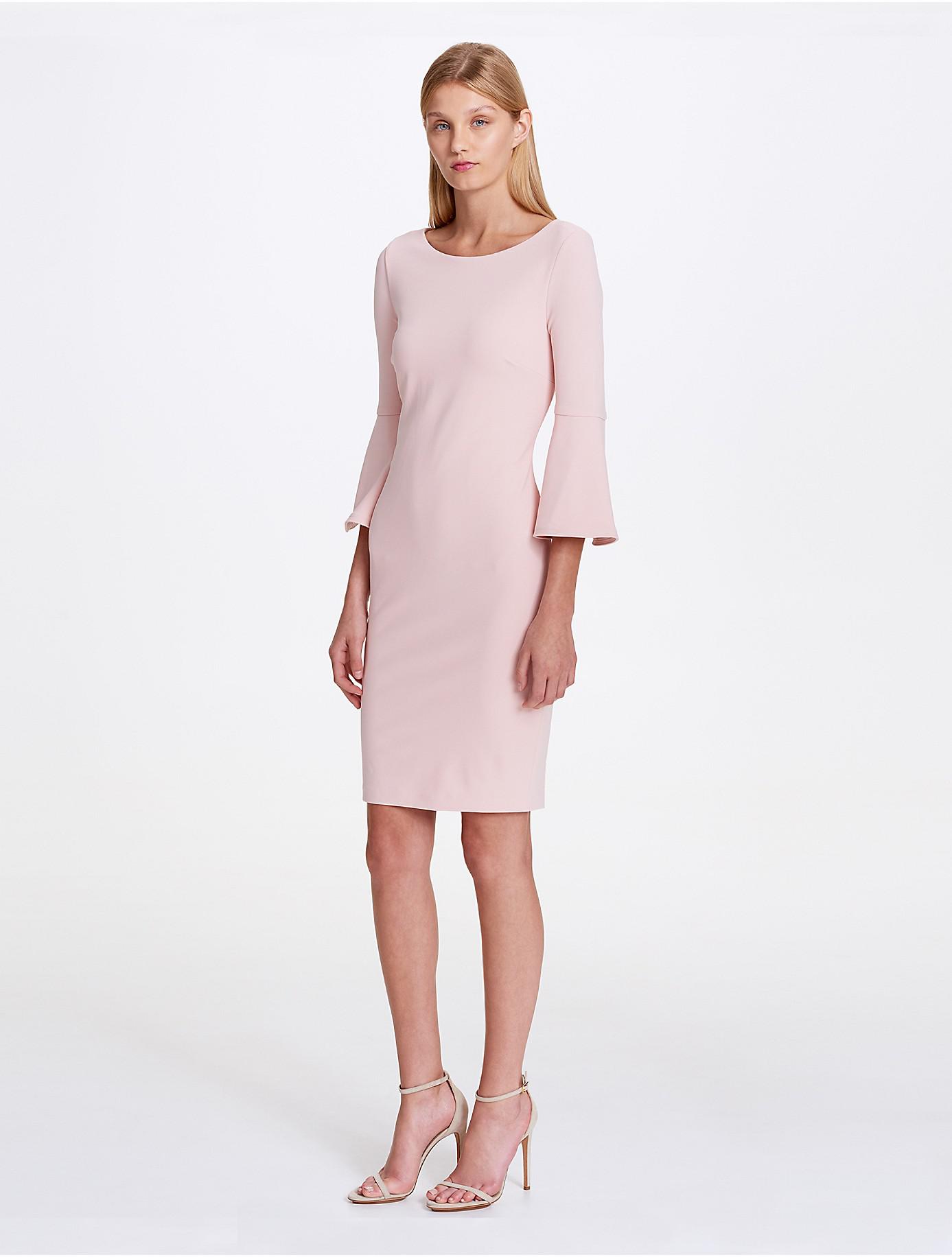 CALVIN KLEIN 205W39NYC Bell Sleeve Crepe Dress in Pink | Lyst
