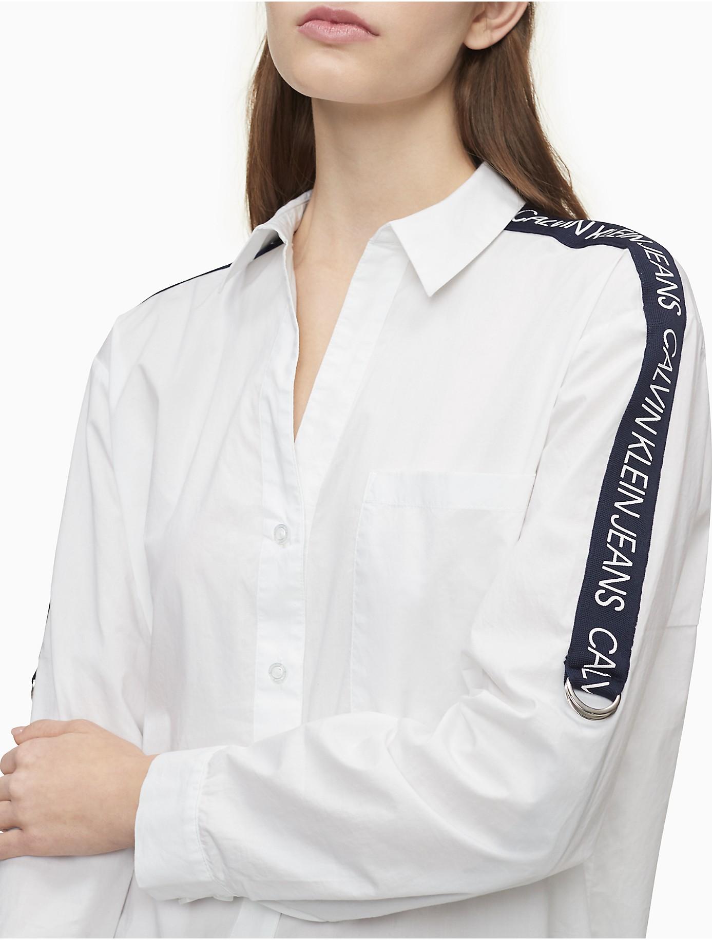 Calvin Klein Cotton Oversized Logo Tape Button-down Shirt in White 