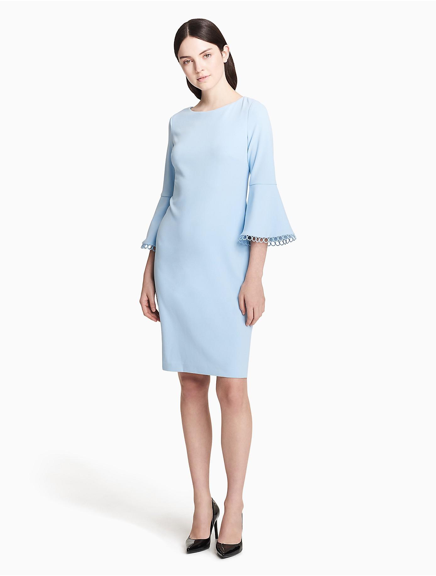 Calvin Klein Bell Sleeve Dress Blue ...