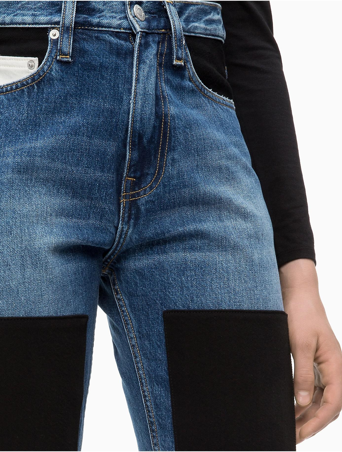 ckj 030 high rise straight patched jeans