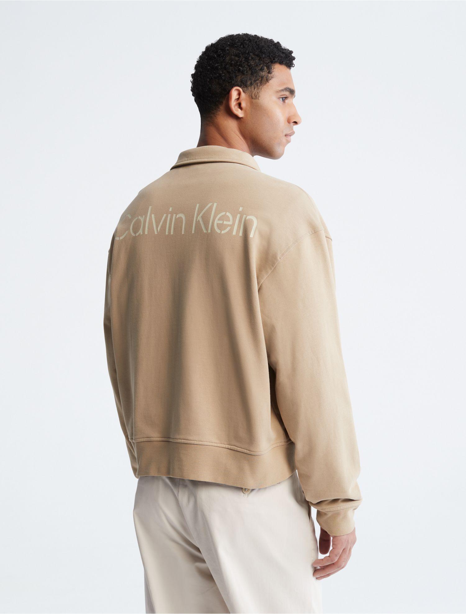 Calvin Klein Khakis Relaxed Fit Terry Snap Jacket in White for Men | Lyst