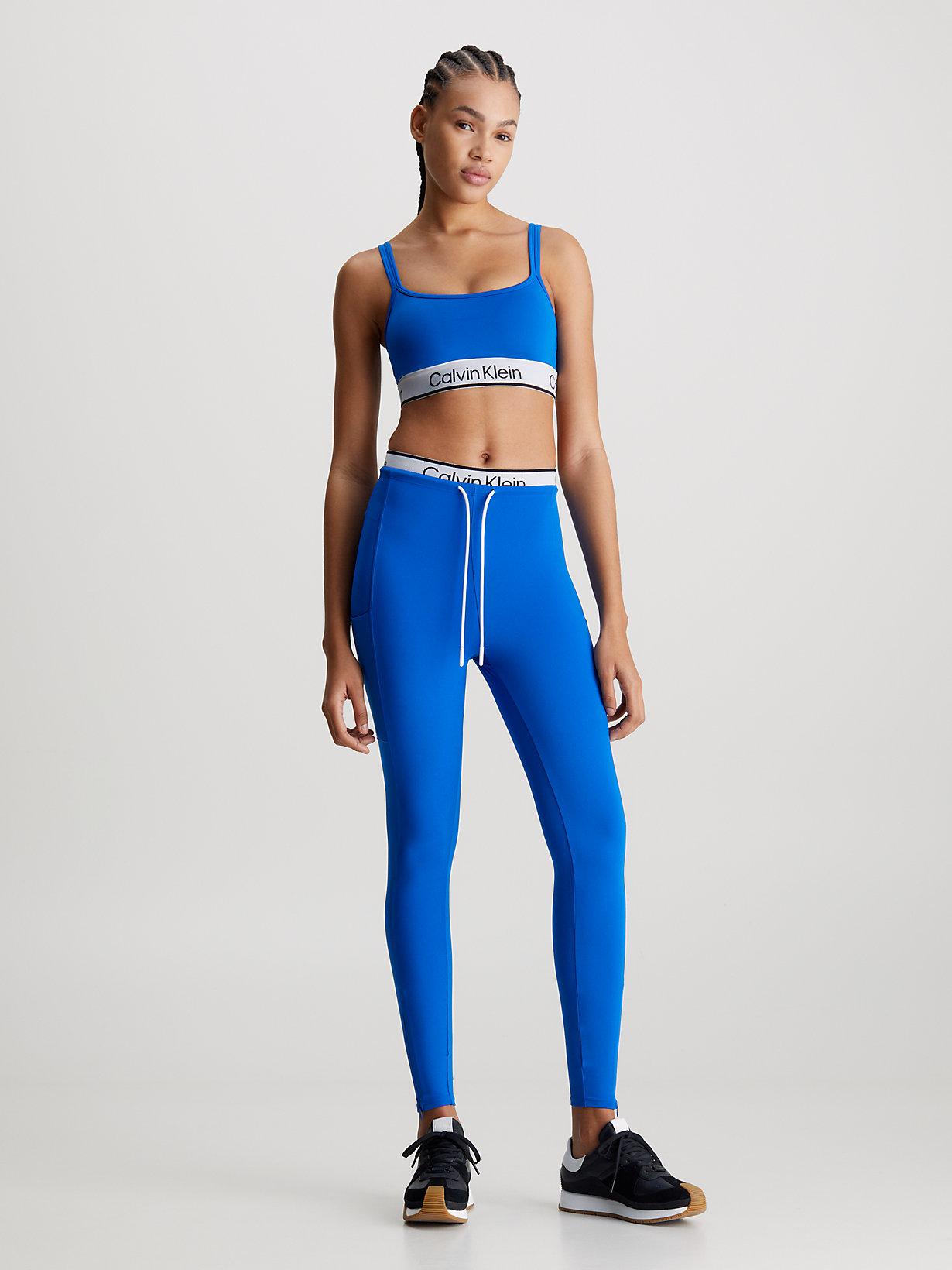 Calvin Klein Double Waistband 7 8 Gym Leggings in Blue Lyst UK