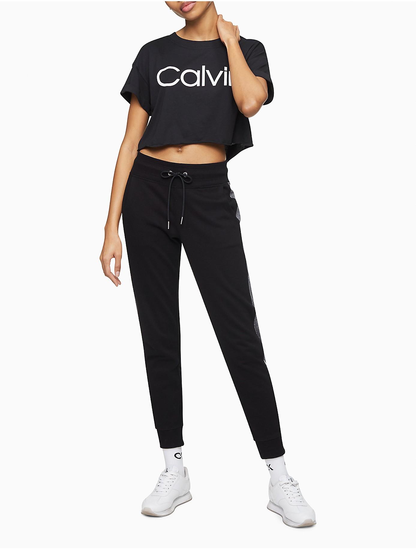 Calvin Klein Performance Calvin Logo Cropped Boxy T-shirt in Black | Lyst
