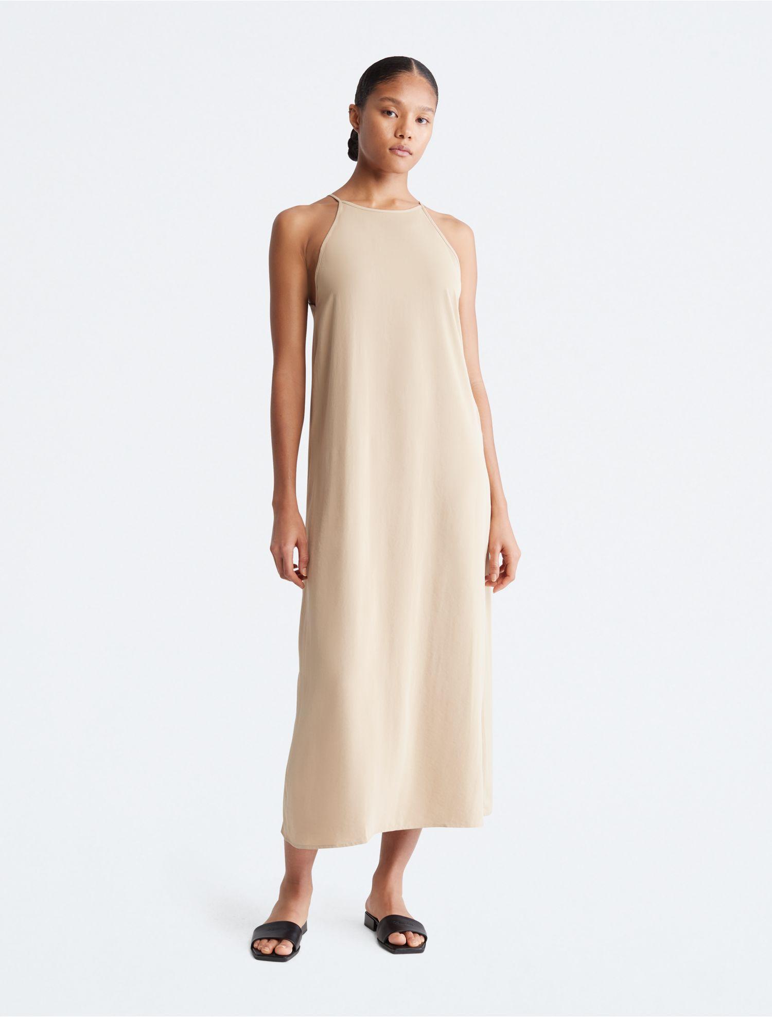 Calvin Klein Halter Neck Slip Dress in White Lyst