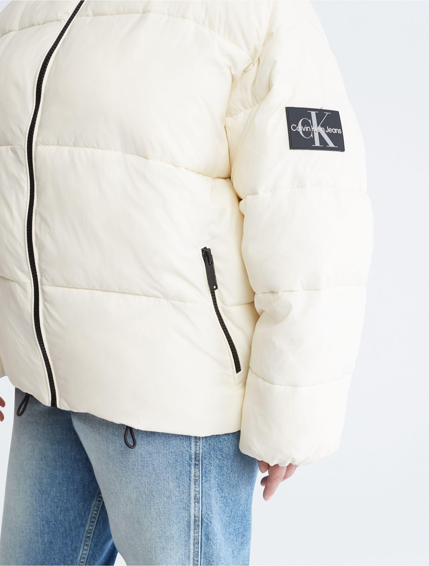 Calvin Klein Plus Size Repreve® Boxy Hooded Puffer Jacket in Natural | Lyst