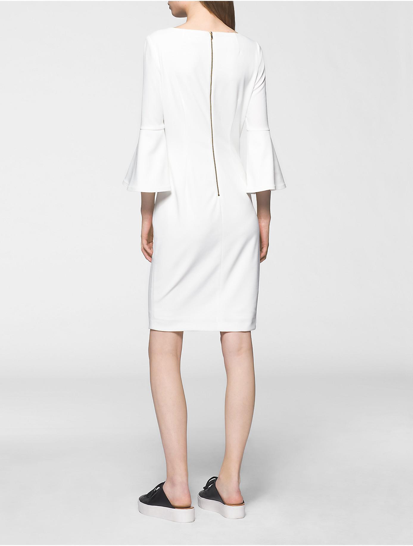 calvin klein white dress bell sleeves