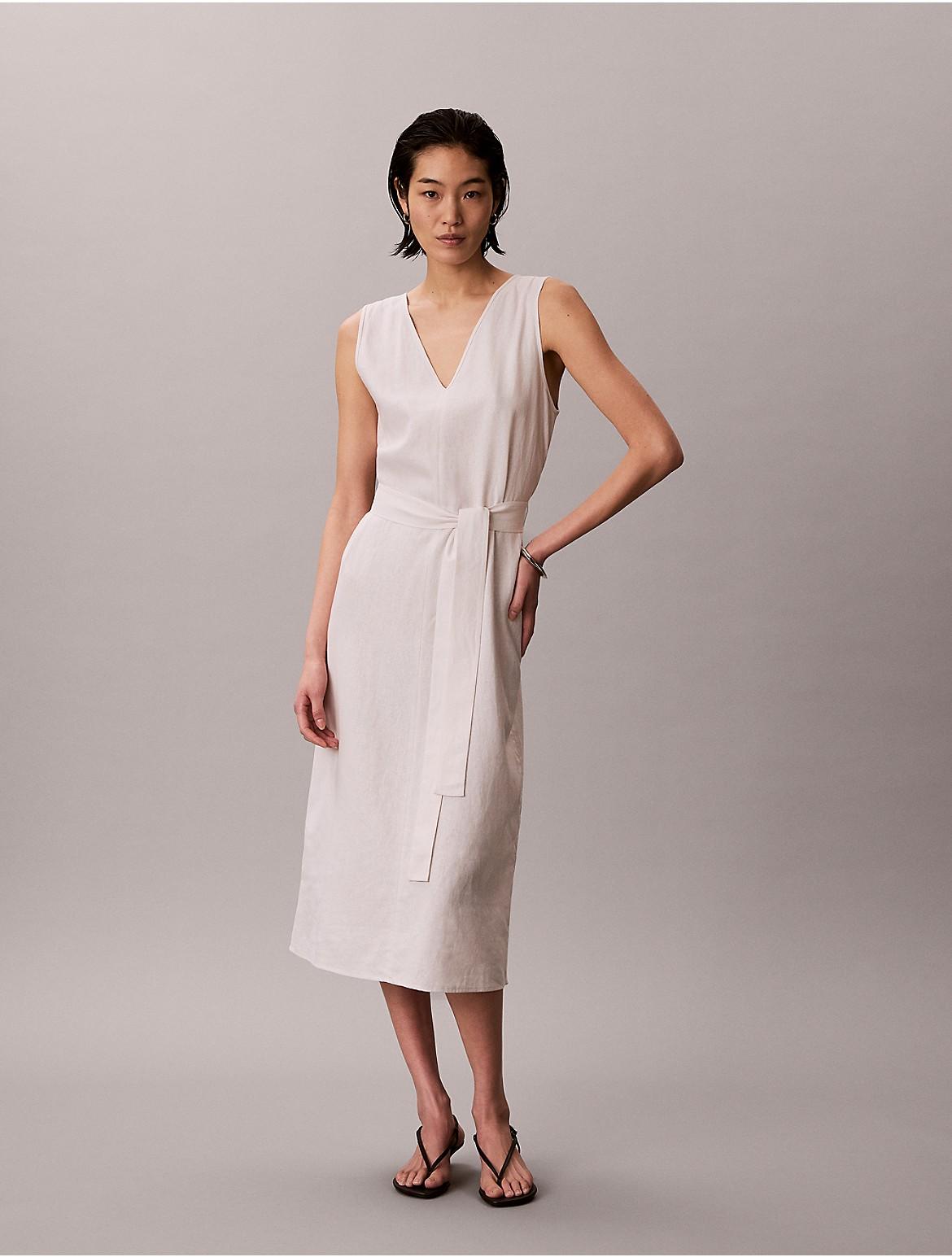 calvin klein summer dresses Women's Belted V-Neck Dress, Ocean Multi, 6 at Amazon Women's Clothing store Zipper Closure Calvin Klein Women's Crepe Printed