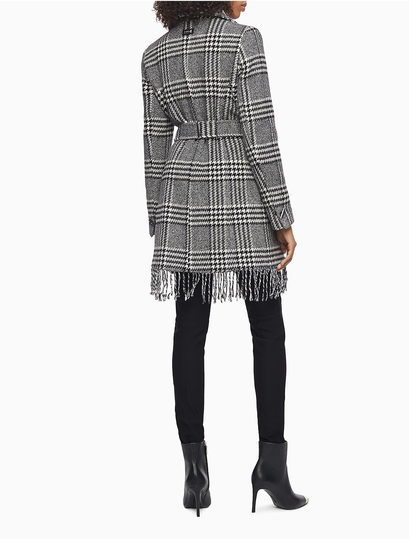 wool blend plaid coat
