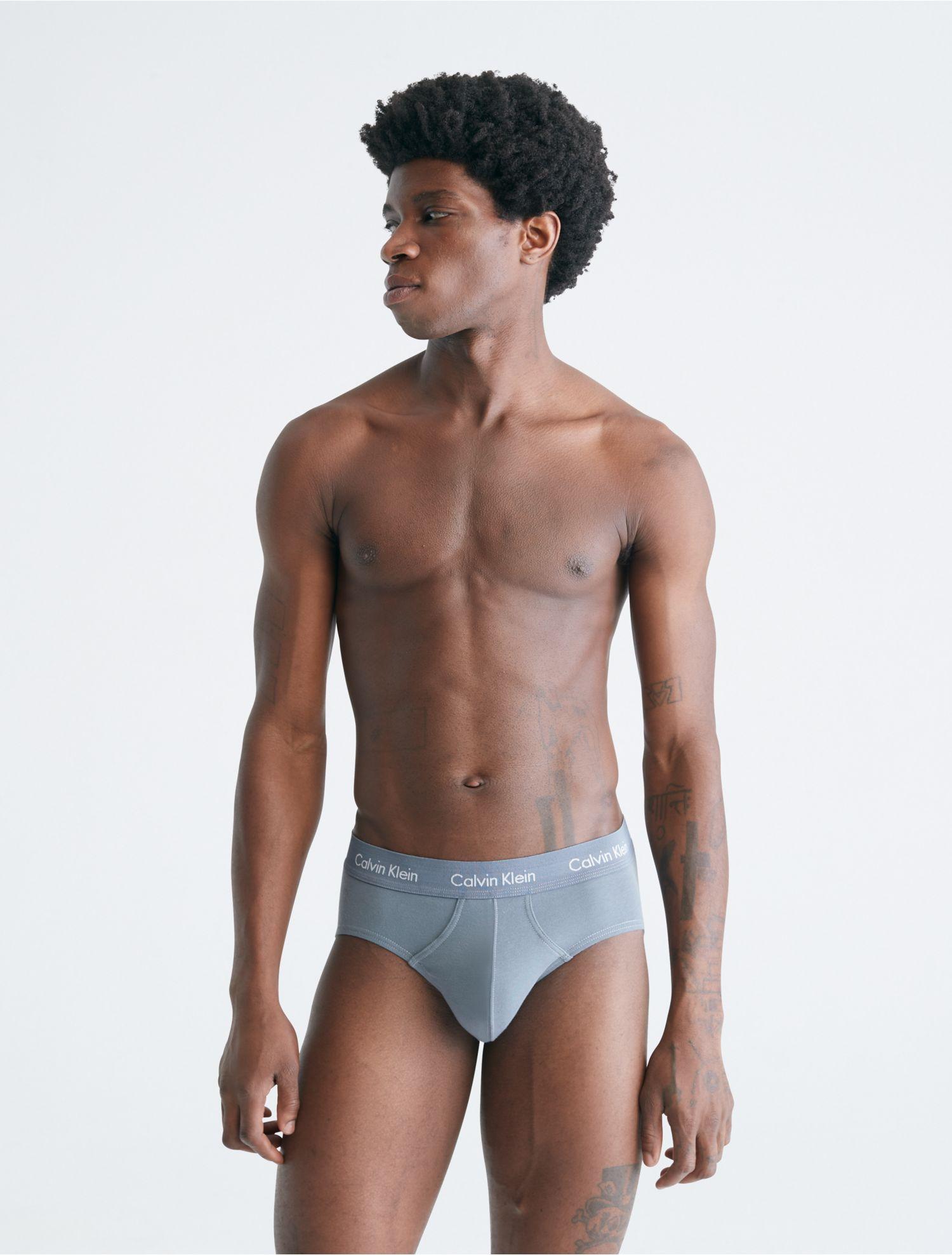 Calvin Klein Cotton Stretch 3-pack Hip Brief in Blue for Men | Lyst