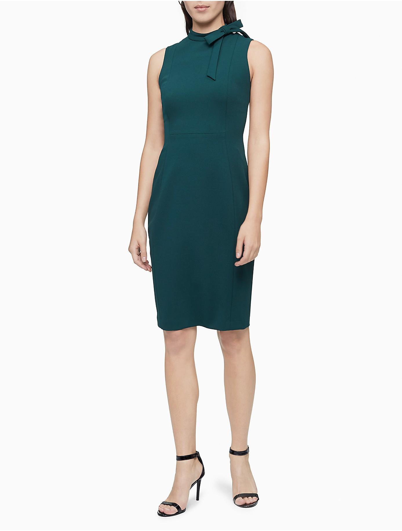 Calvin Klein Bow Neck Sleeveless Sheath Dress in Green | Lyst