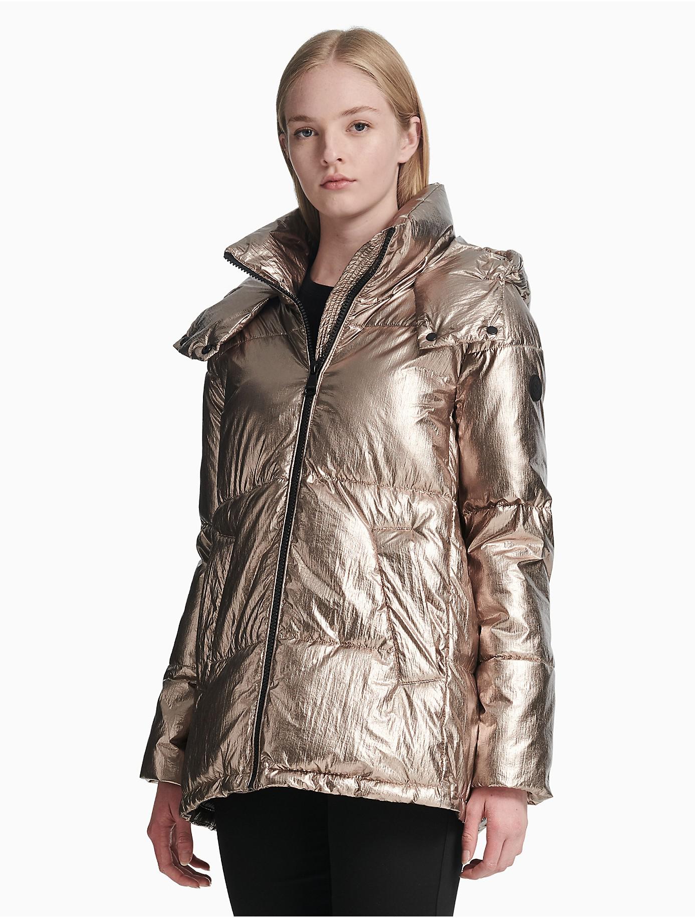 calvin klein metallic puffer jacket