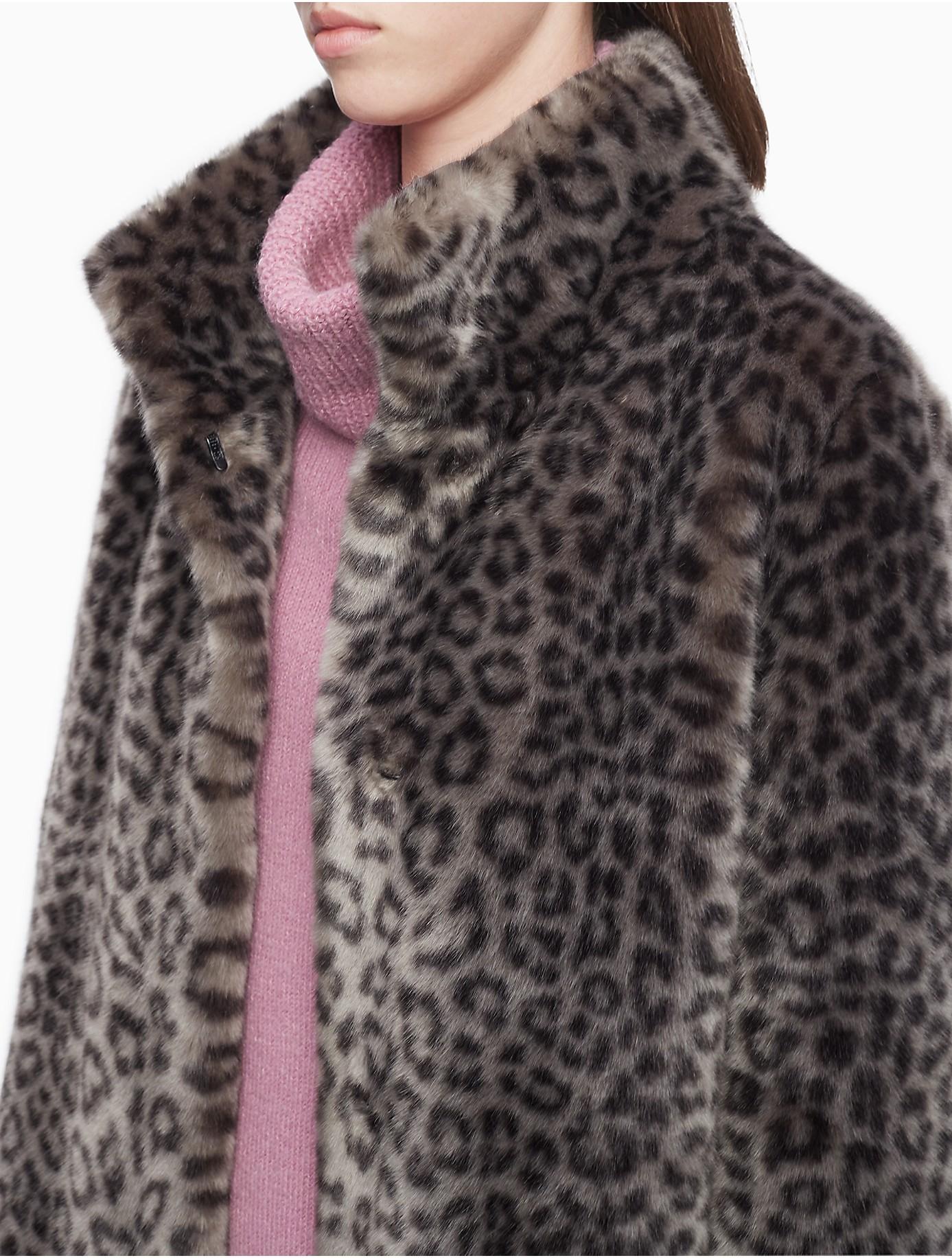 calvin klein leopard coat