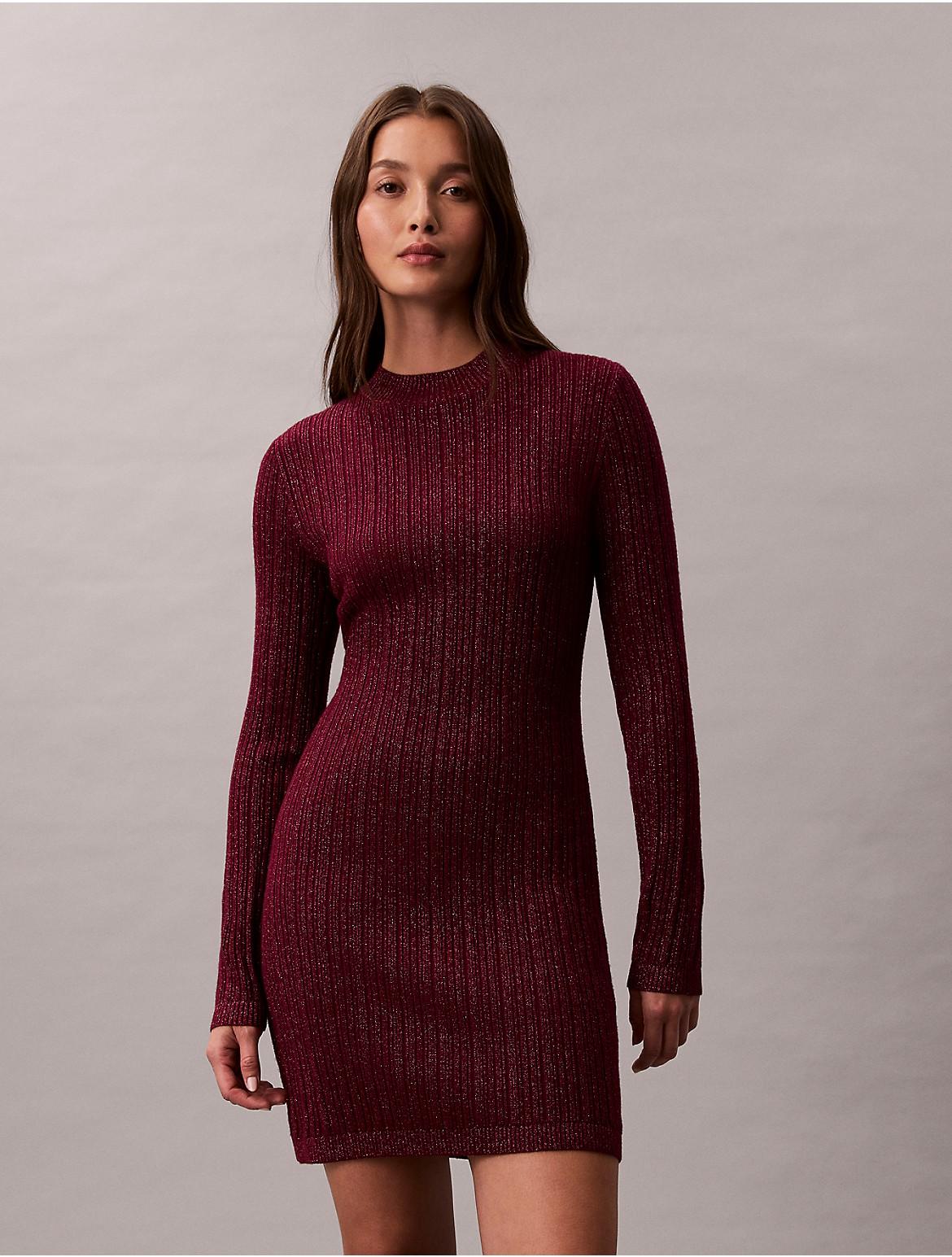 Calvin Klein Lurex Merino Wool Blend Mini Sweater Dress in Red | Lyst Calvin Klein Lurex Merino Wool Blend Mini Sweater Dress in Red | Lyst