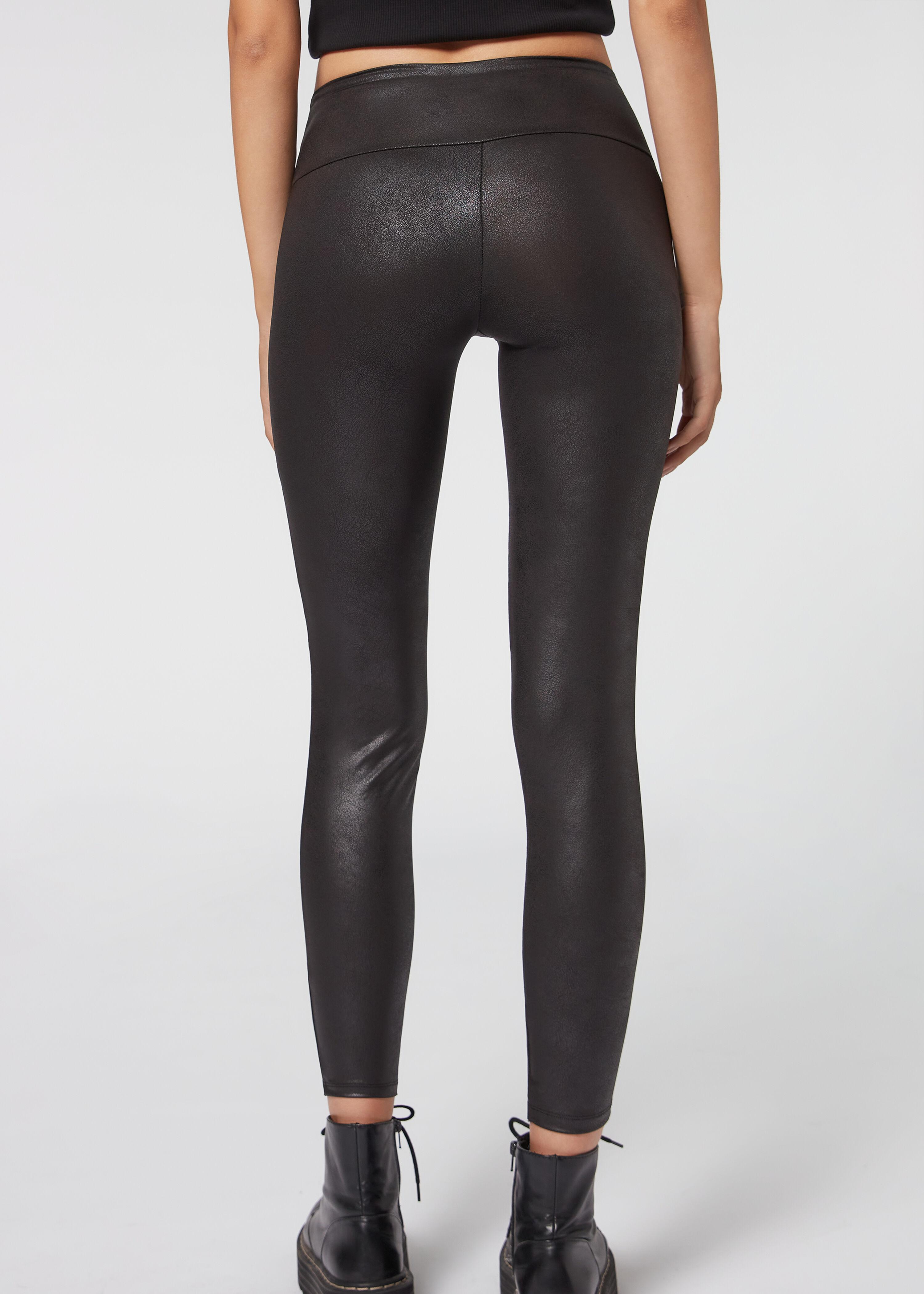 Calzedonia Green Skinny Sailor Coated-Effect Leggings