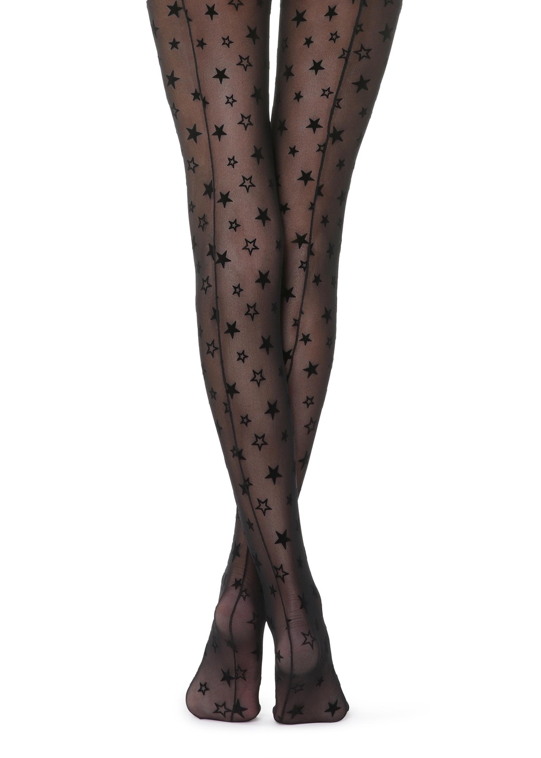Calzedonia Flocked Stars Mesh Tights in Black - Lyst