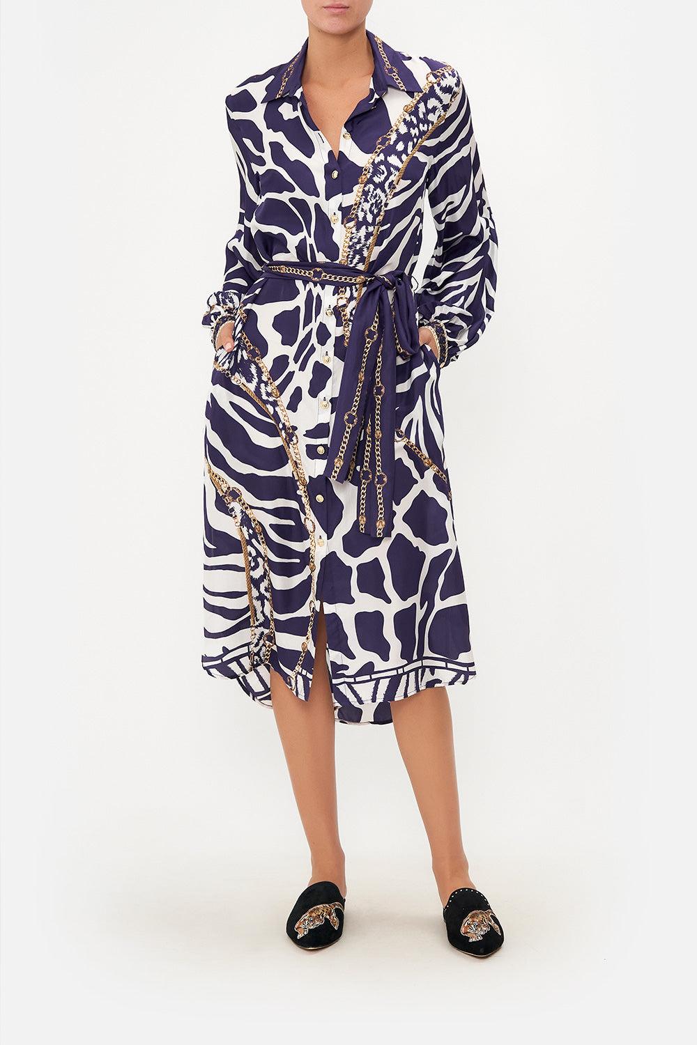 Camilla High Low Midi Shirt Dress Wheres Your Head At in Blue Lyst UK