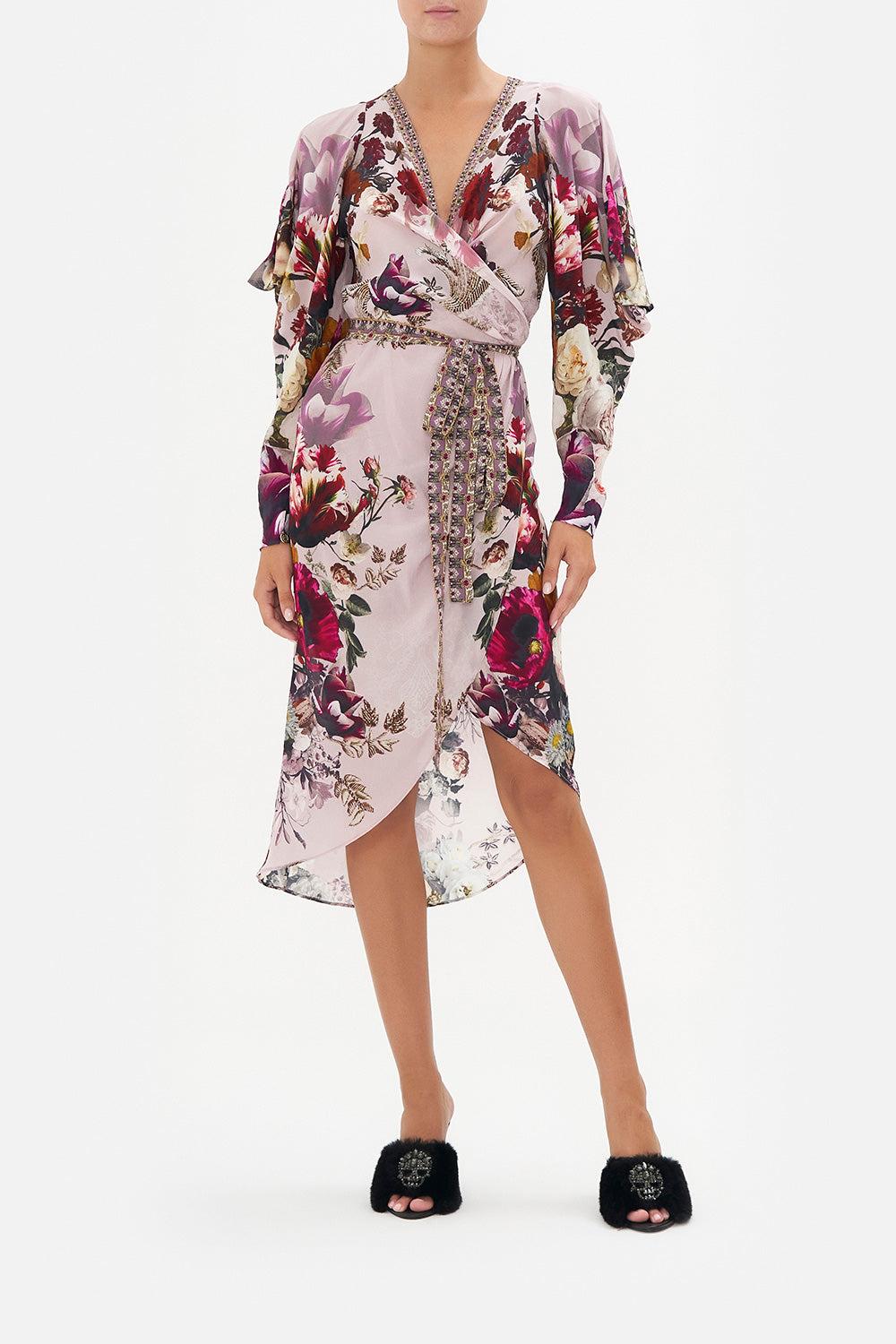 Camilla Wrap Dress With Draped Sleeve Gypsy Rose | Lyst