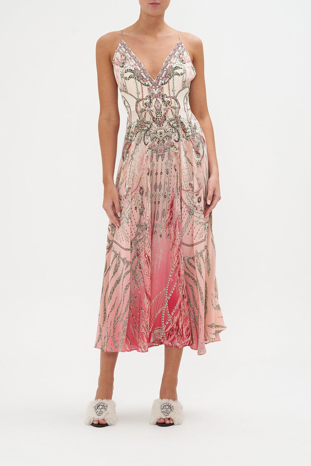 Camilla Rouleaux Strap Vneck Midi Dress Starship Sistas in Red Lyst