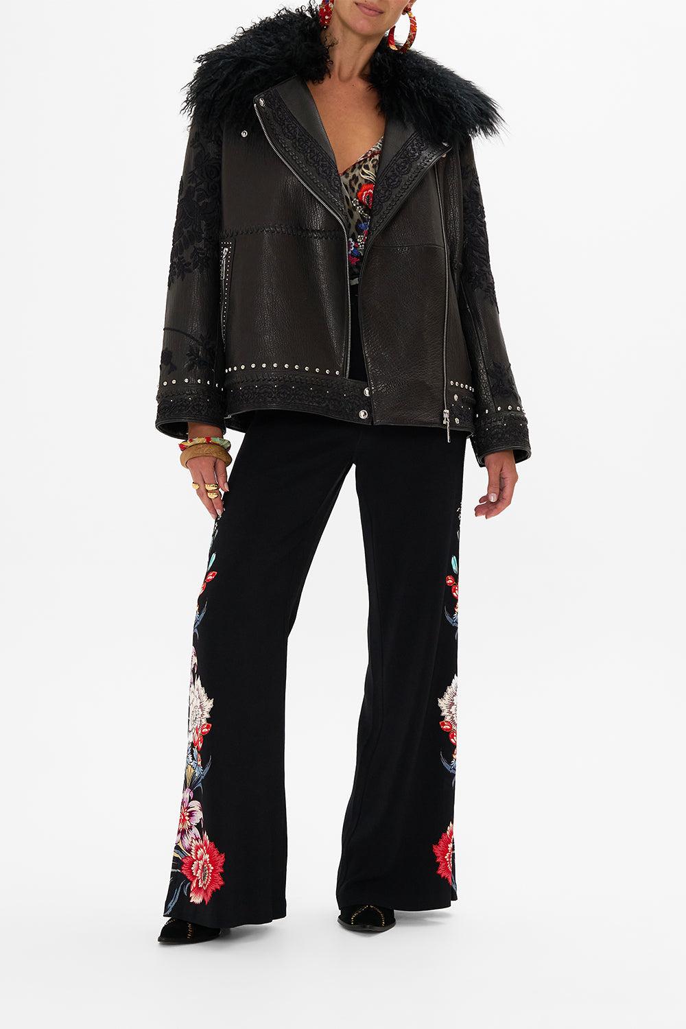 Camilladress Vintage Lapel Zip Up Faux Leather Moto Jacket