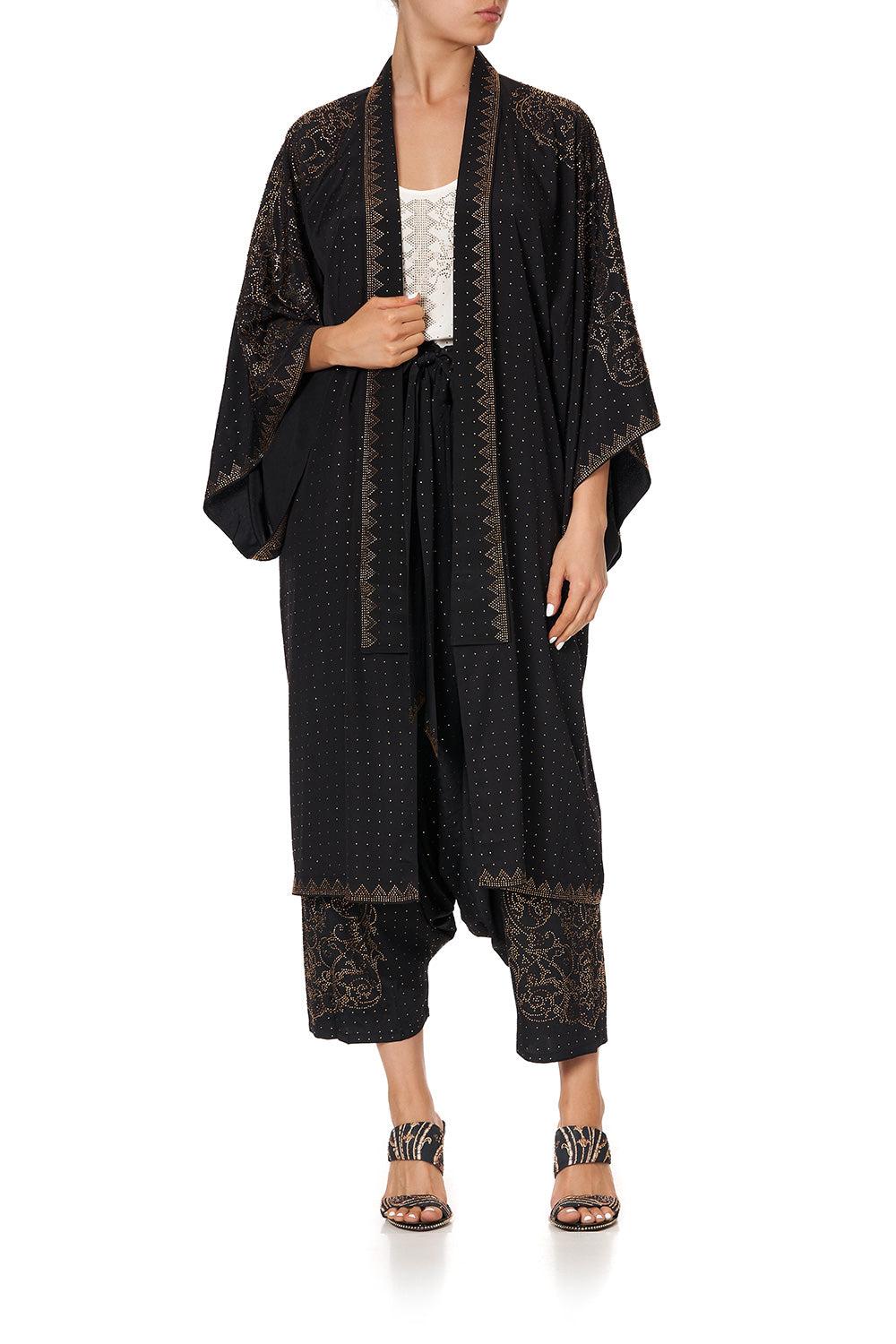 Camilla Mid Length Kimono Coat Luxe Black