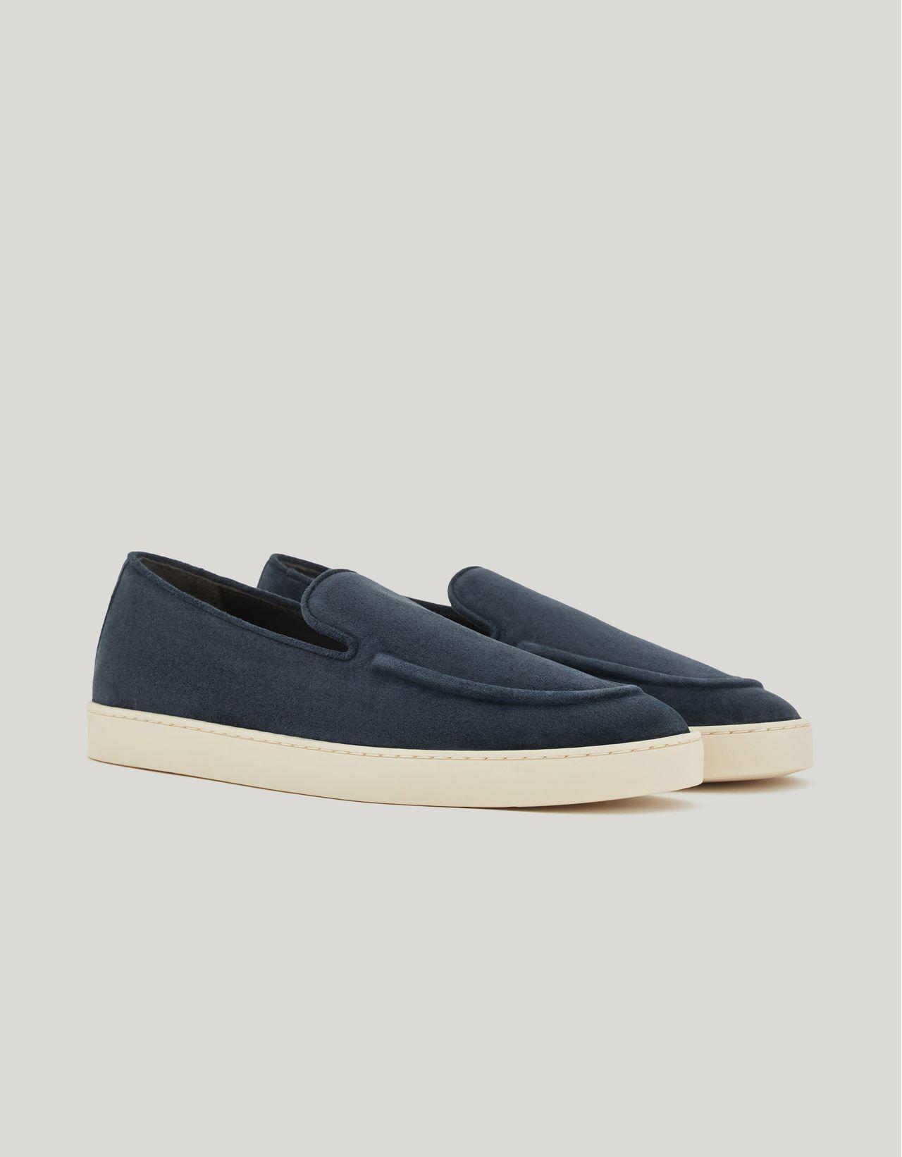 Canali Dark Blue Leather Men\'s Slip-Ons Canali Navy Calfskin & Velvet Tassel Loafer main image 3