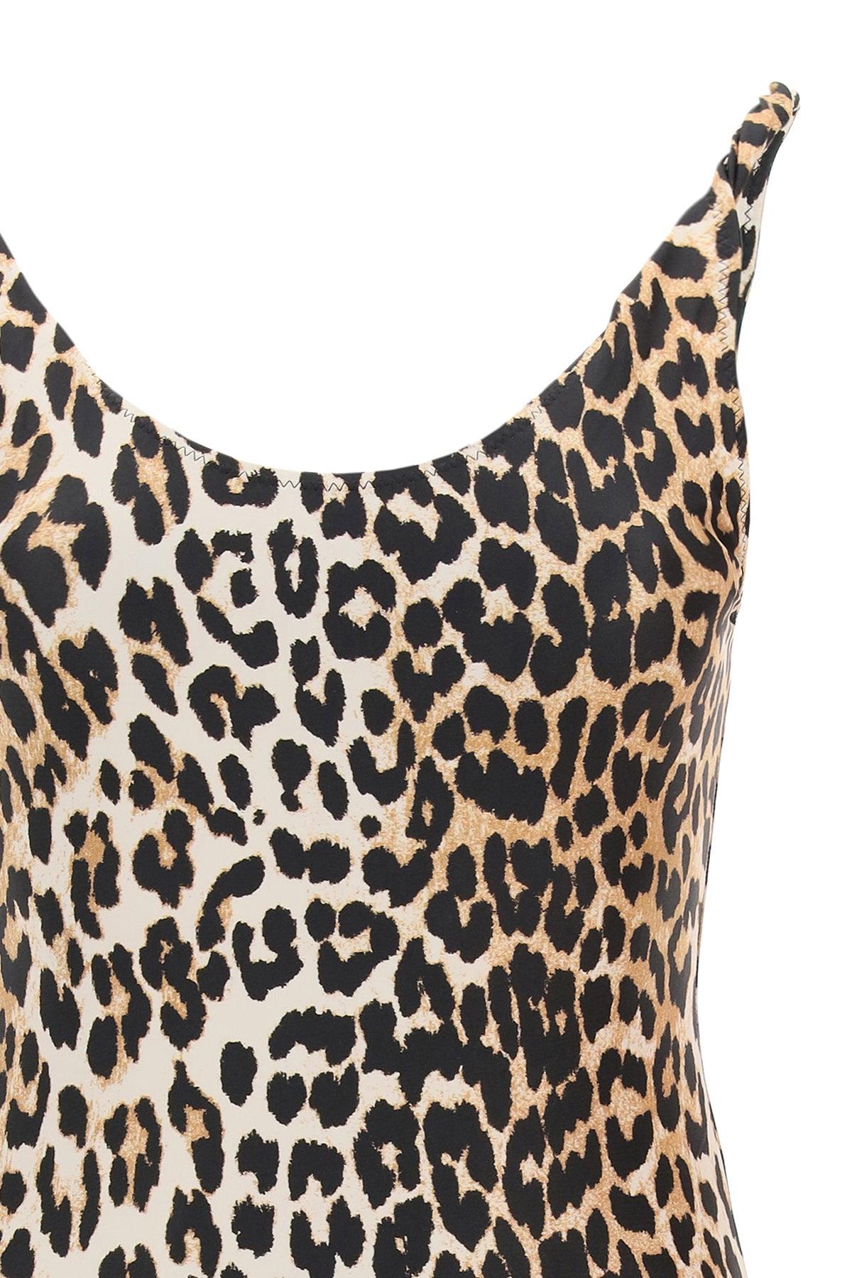 Ganni Leopard Print One Piece Swimsuit 34 Technical In Black Save 43 Lyst