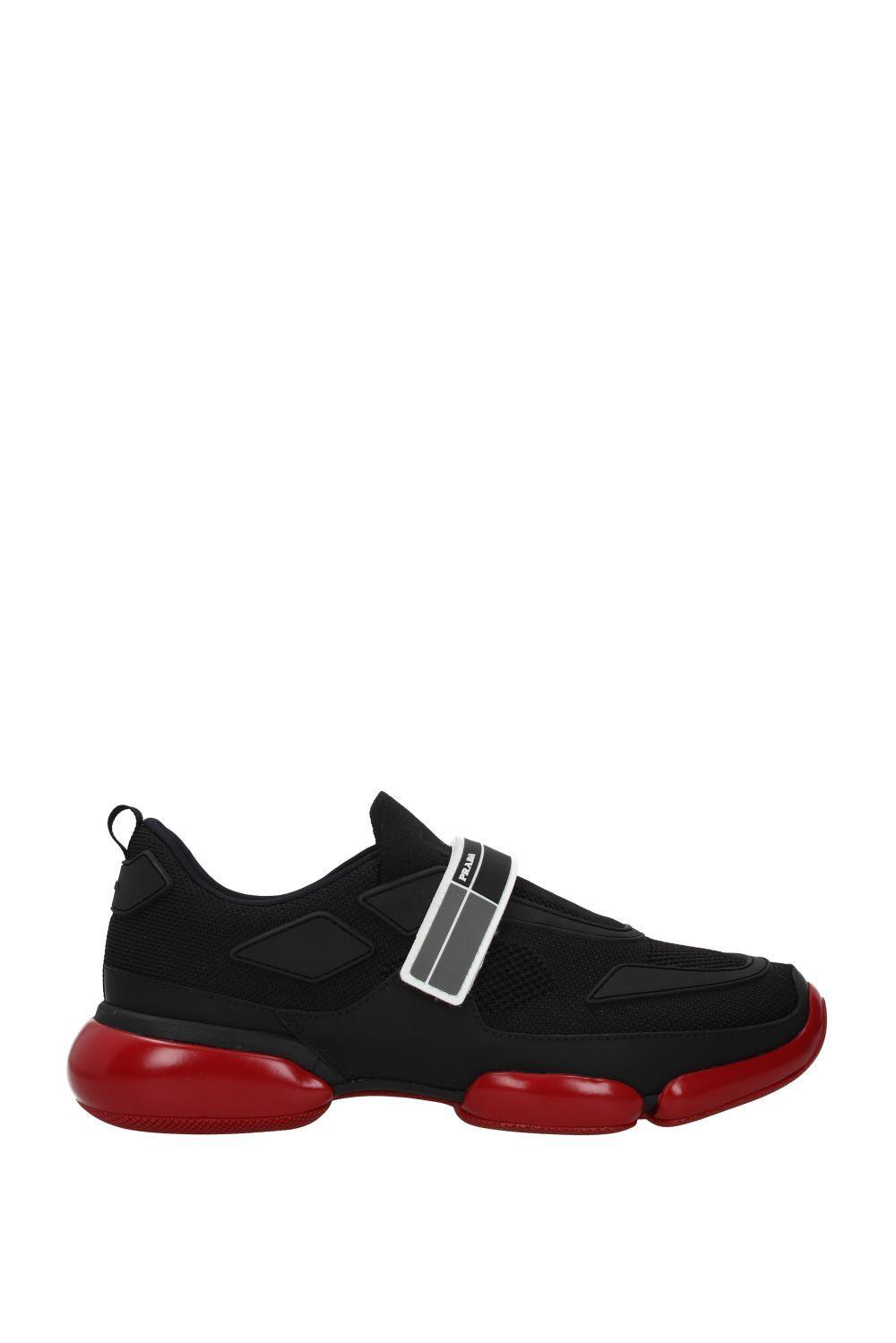 prada trainers black and red