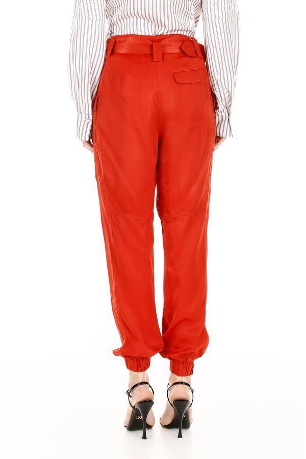 red cargo trousers