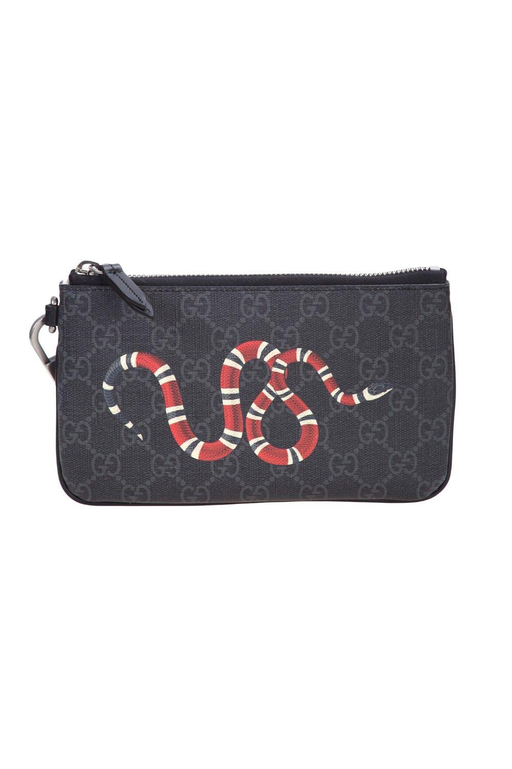 Gucci Kingsnake Print GG Supreme Zip 