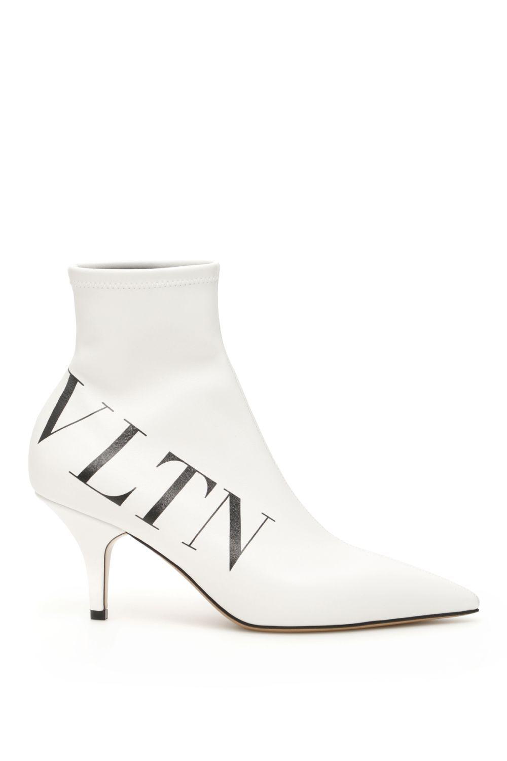 Valentino Leather Vltn Sock Boots in White - Save 19% - Lyst