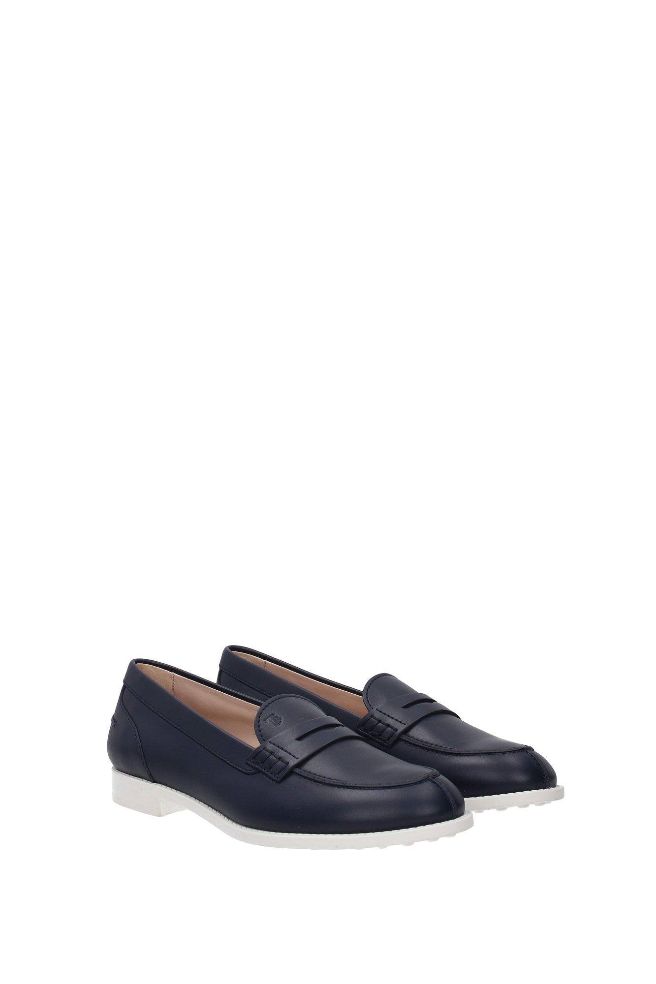 Tod's Leather Loafers Women Blue Lyst