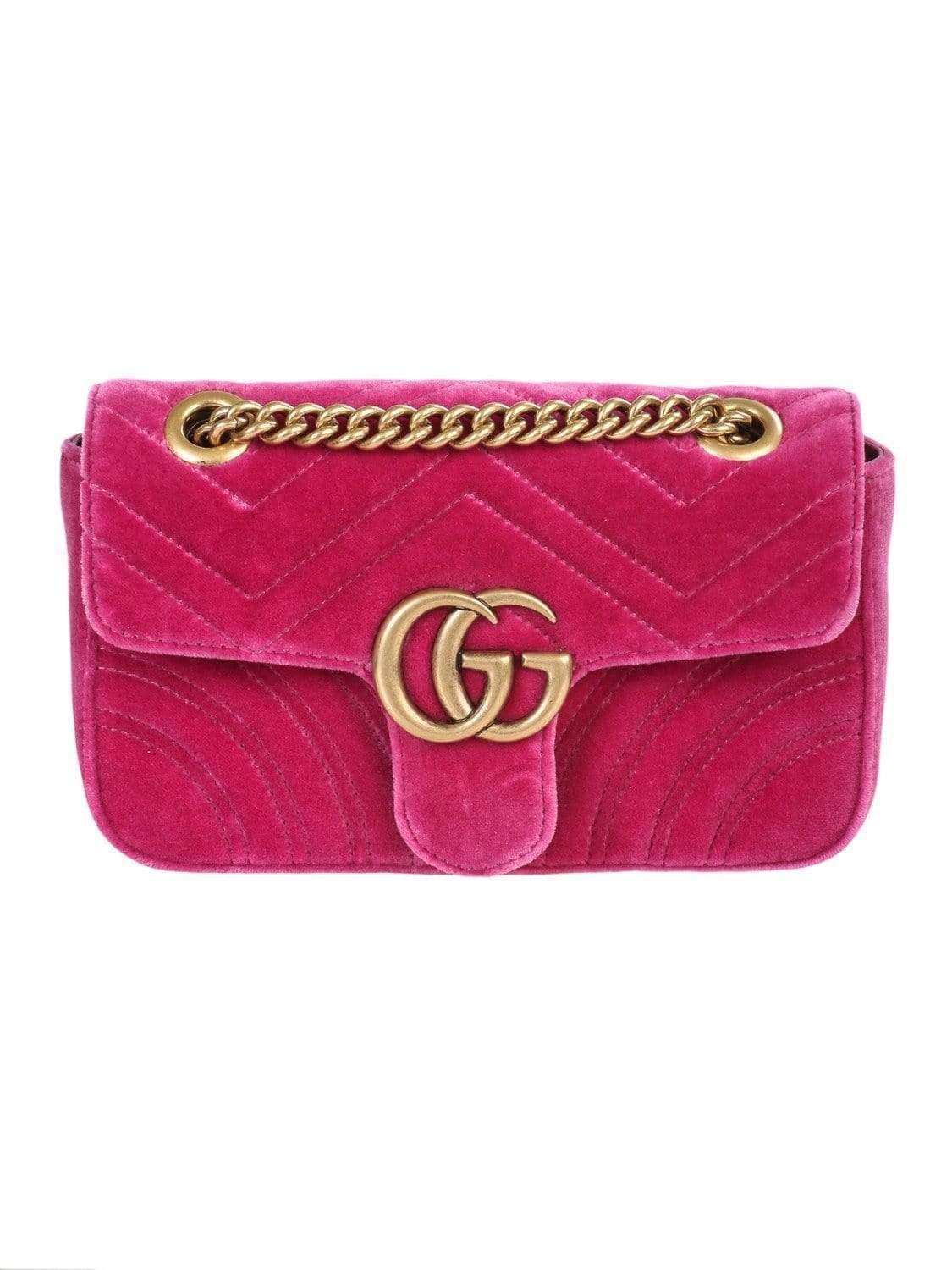 Gucci Marmont Mini Gg Bag In Pink Velvet With Chevron Pattern And Heart On  The Back - Lyst