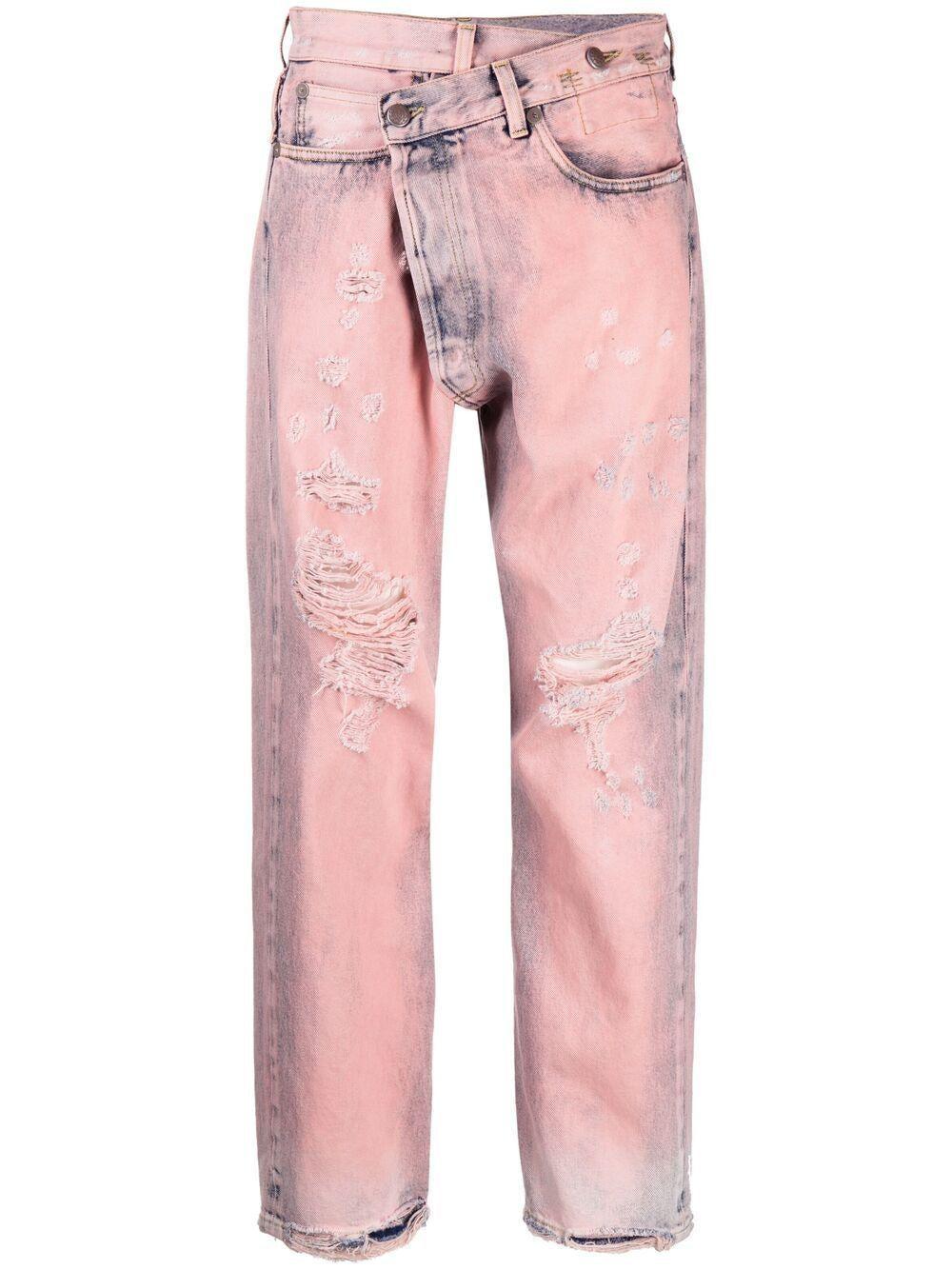 R13 Denim Asymmetric Acid-wash Jeans in 