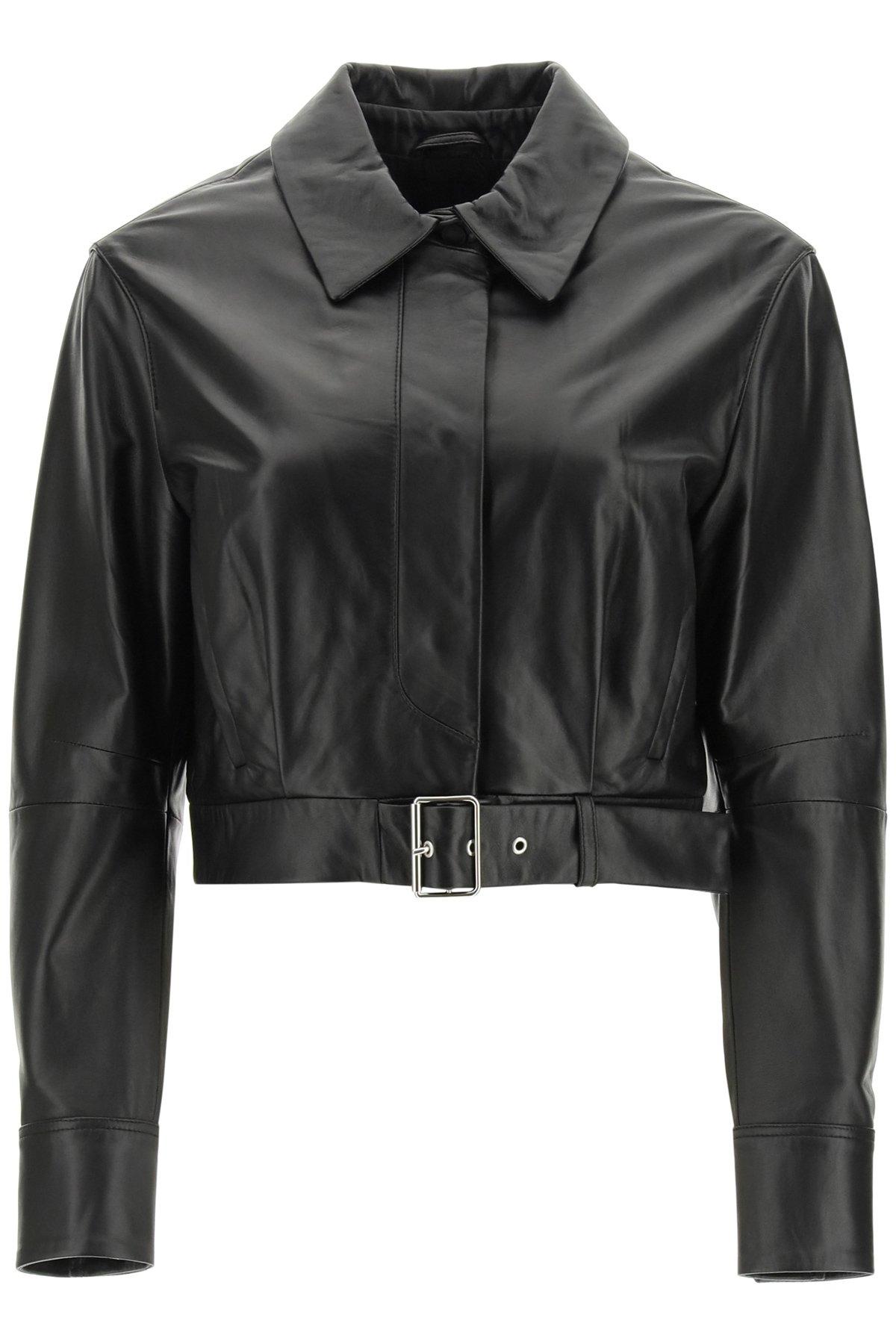 cropped black biker jacket