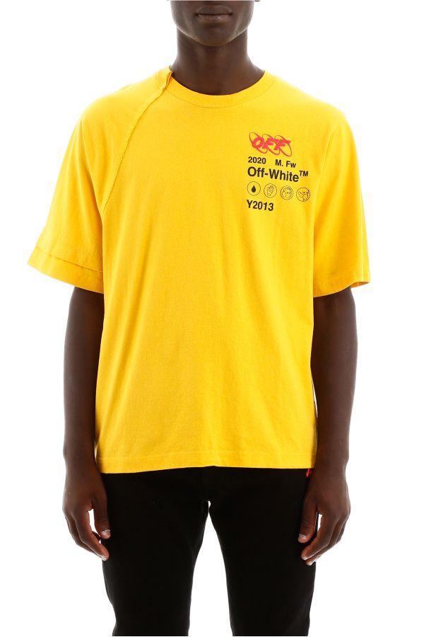 Off-White c/o Virgil Abloh Cotton Industrial Y013 Reconstructed Tee in  Yellow for Men - Lyst