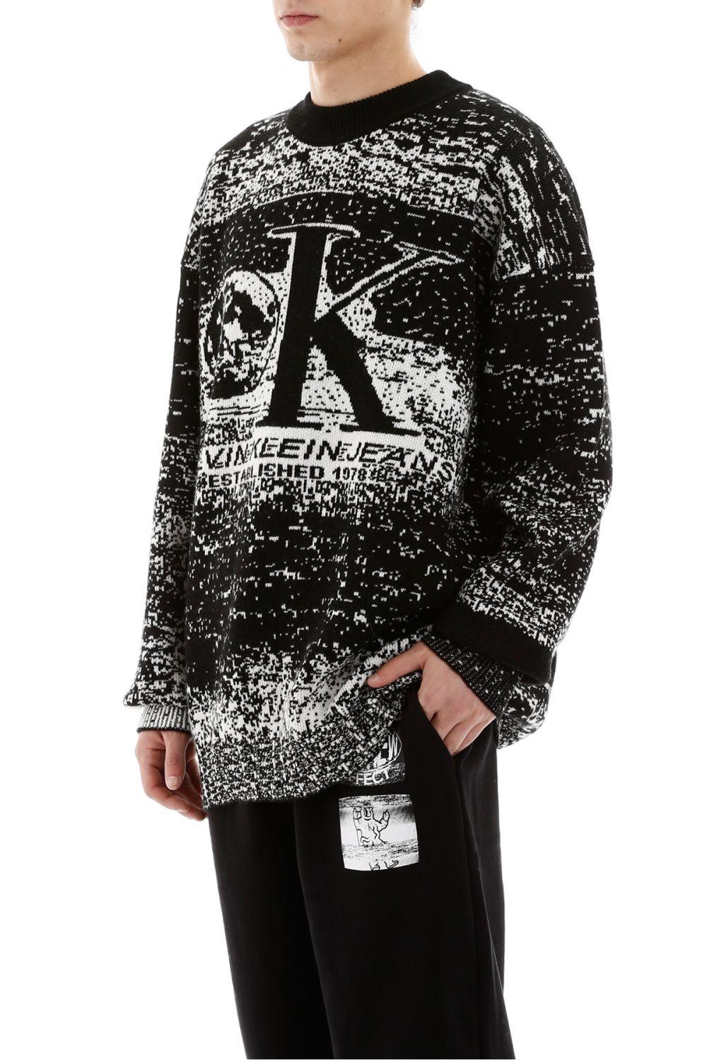 CALVIN KLEIN JEANS EST. 1978 Cashmere Monochrome Knit Sweater in White/Black (Black) for Men - Lyst
