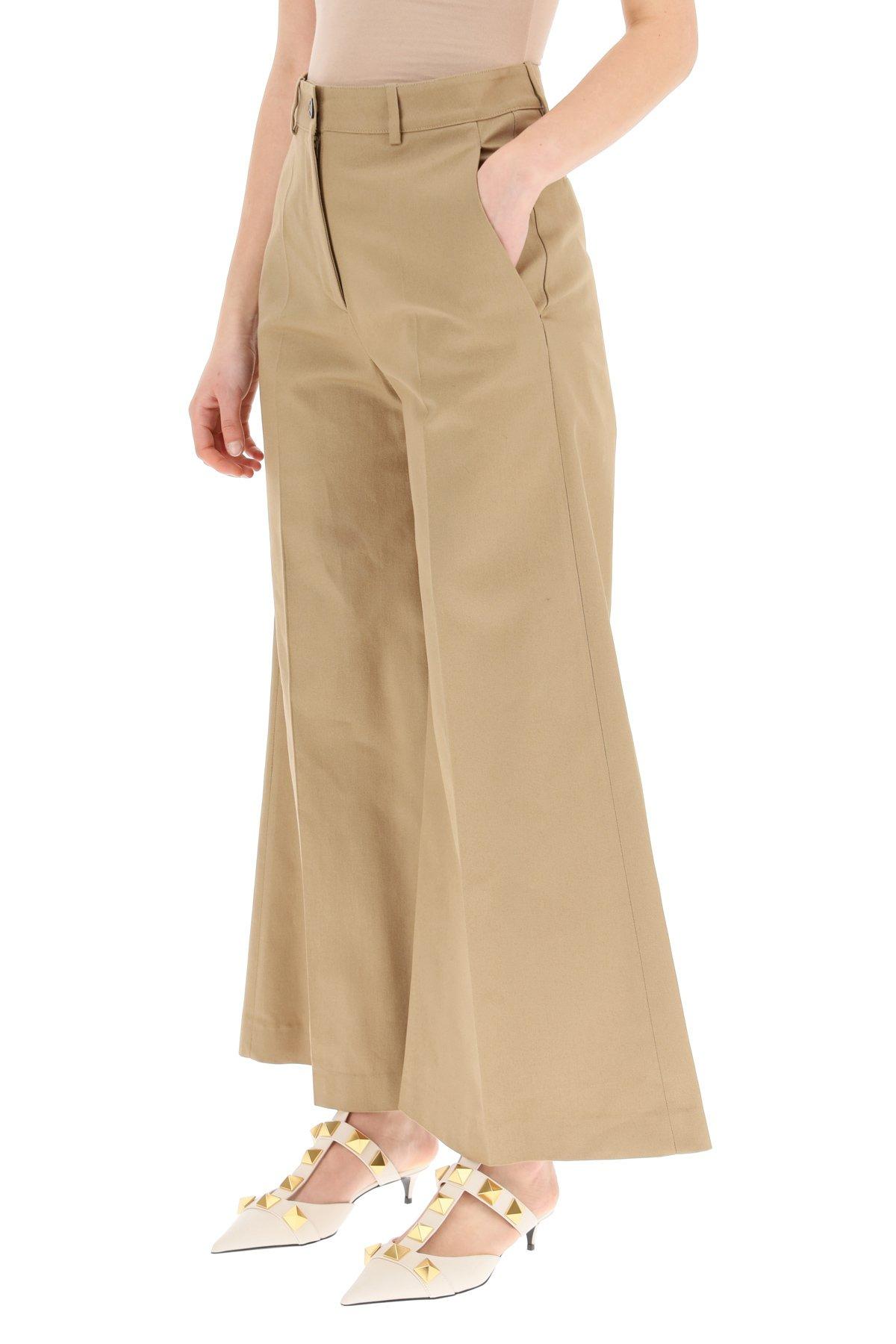 Valentino Cotton Culotte Trousers in Beige,Brown (Natural) | Lyst 